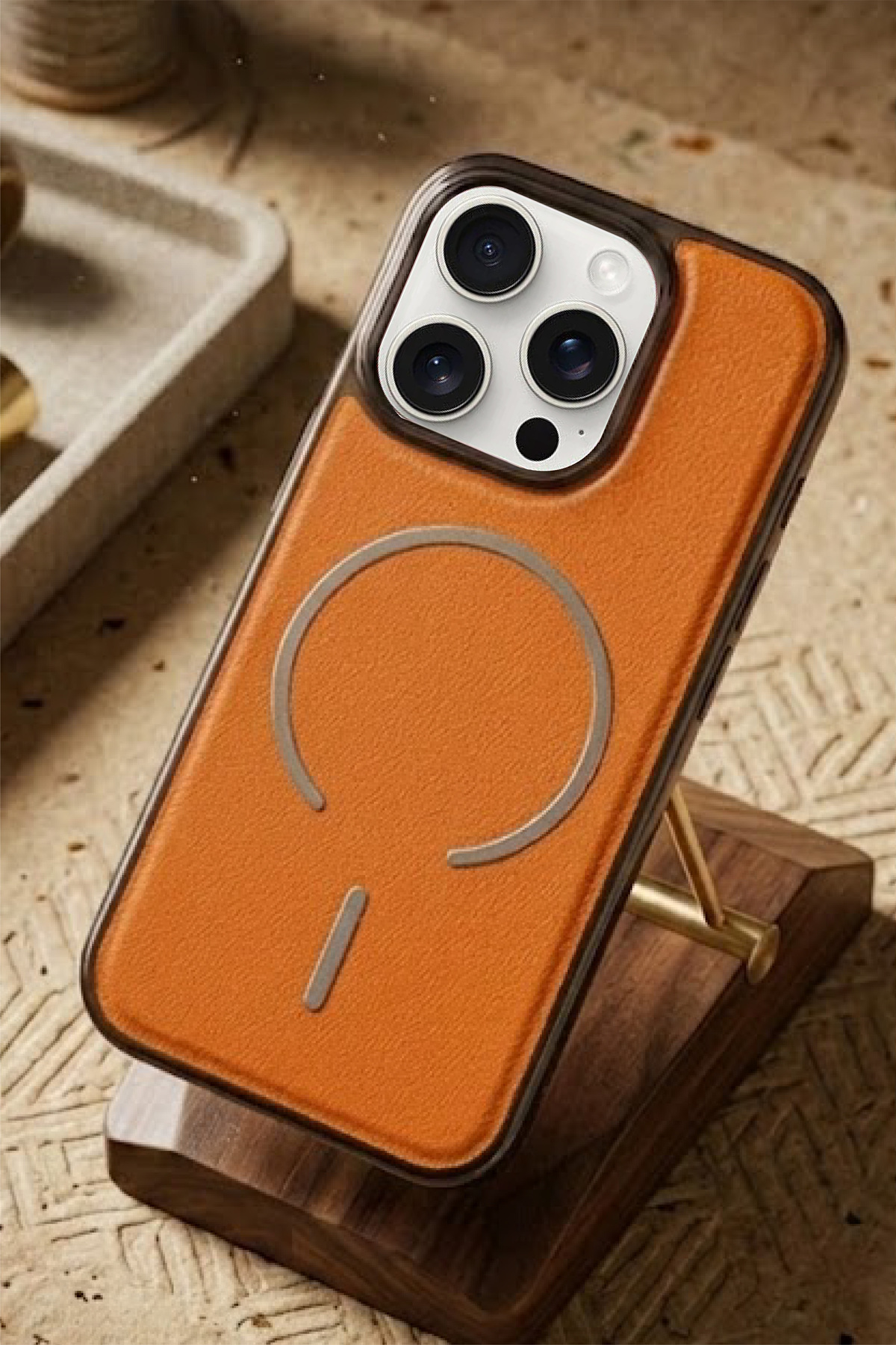 Iphone 15 Pro Max Compatible Leather Cold Magsafe Cover Hard Ultra Thin Full Protection Wireless Charging Supported Case