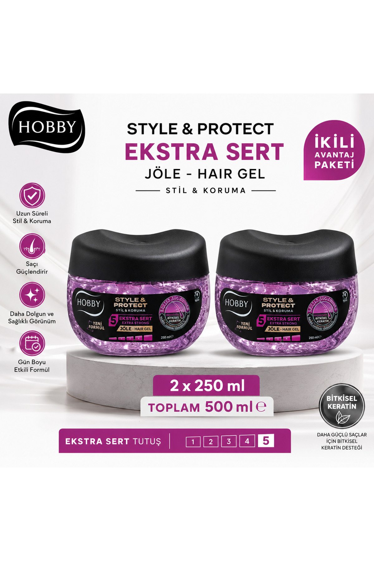 Hobby Style Protect Ekstra Sert Tutuş Saç Jölesi 250ml 2 Adet — NCF--Serttutuşset