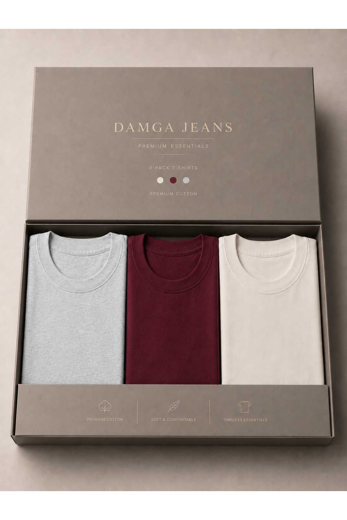 DAMGA JEANS 3 Men's 100% Cotton Trend Premium Basic T-Shirts