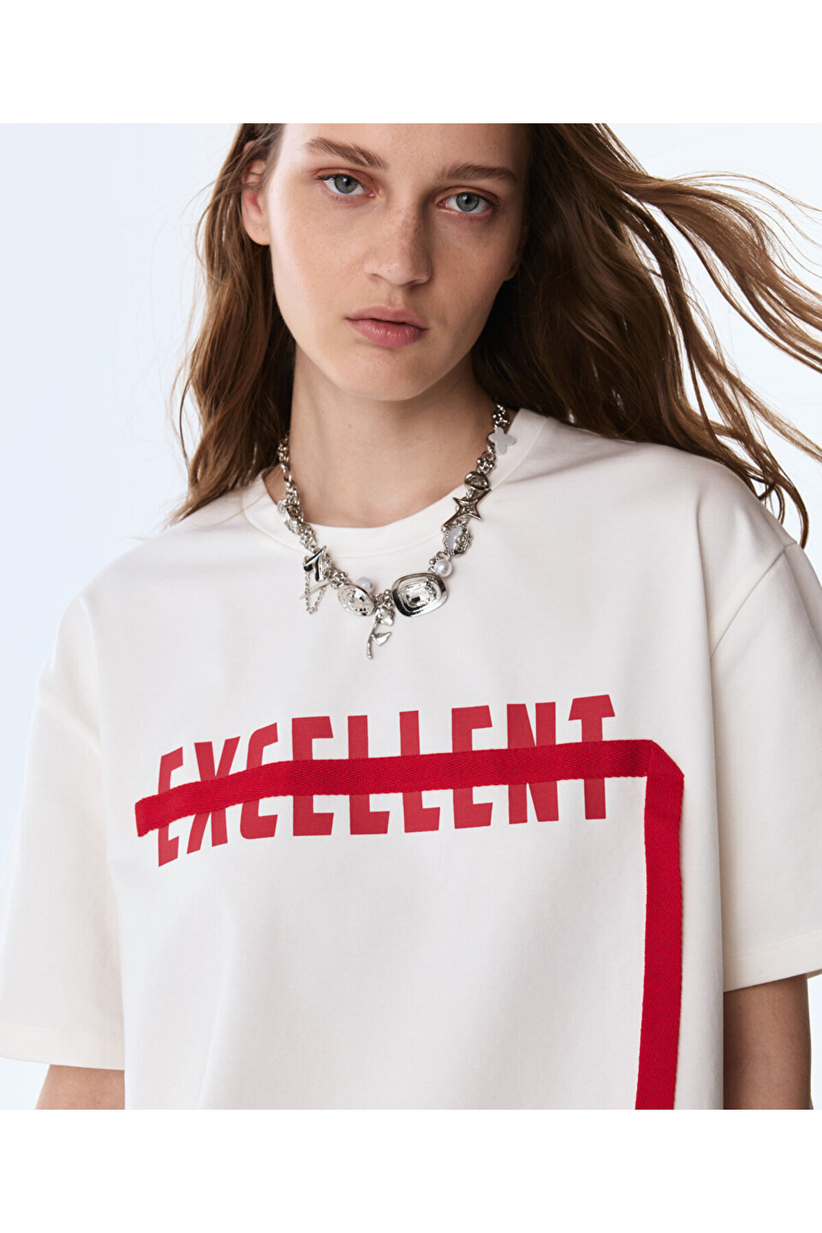 Twist Slogan T-Shirt with Contrast Stripes