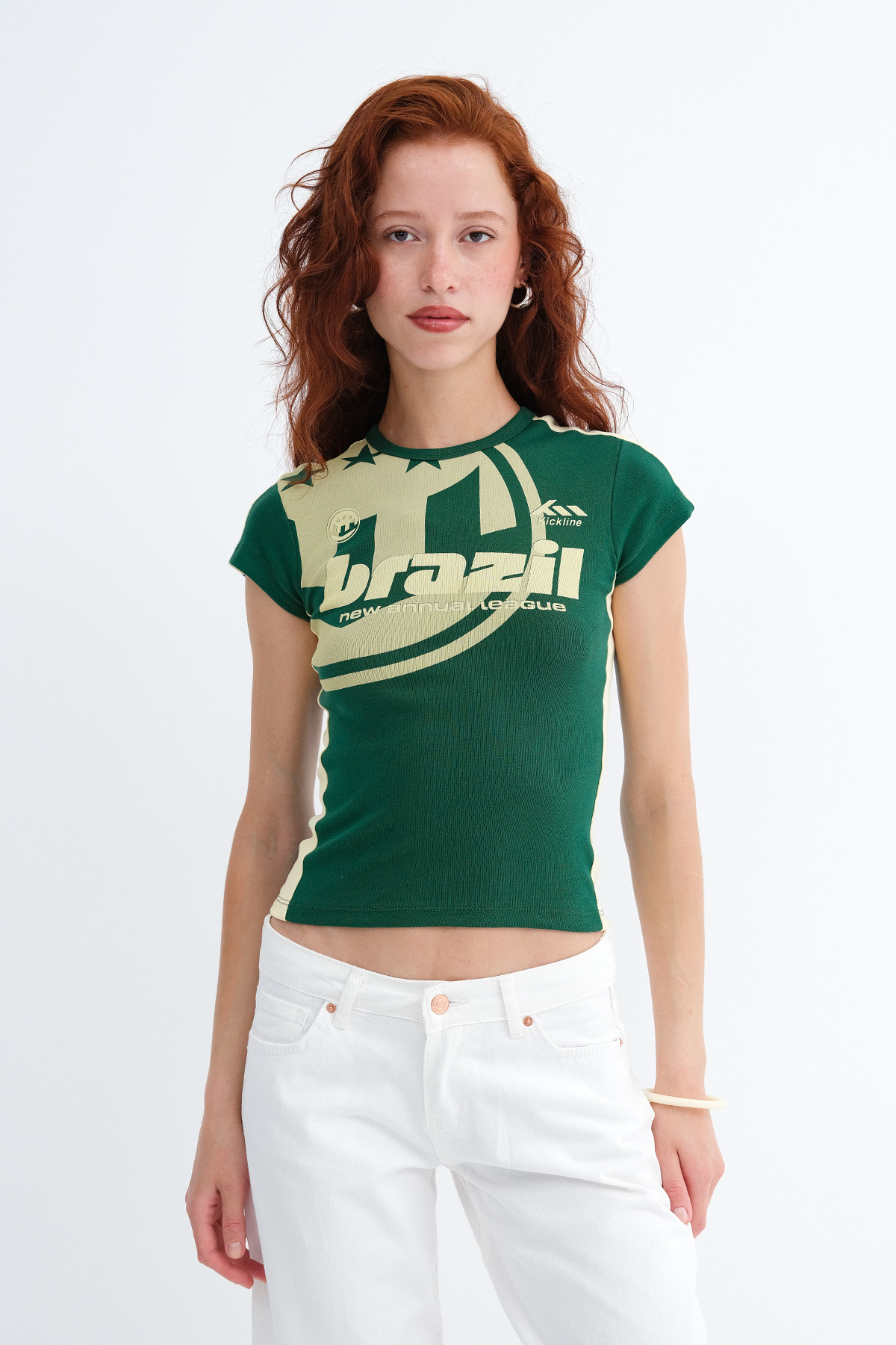 Addax  Yanları Şeritli Baskılı T-shirt P9035 - Görsel 2
