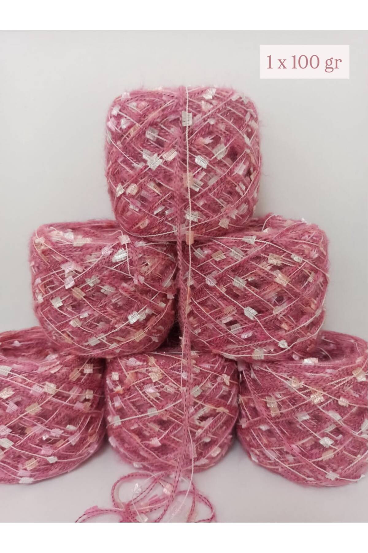Angora Knitting Yarn 2 Layers (Dried Rose Pink, Butterfly) 100gr