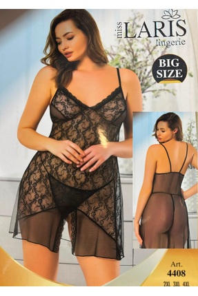 Miss Laris Lingerie DANTEL İŞLEMELİ SATEN GECELİK 4408