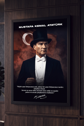 Kamenca Mustafa Kemal Atatürk Tablo - Türk Bayrağı Tasarımlı Atatürk Sözü Duv...