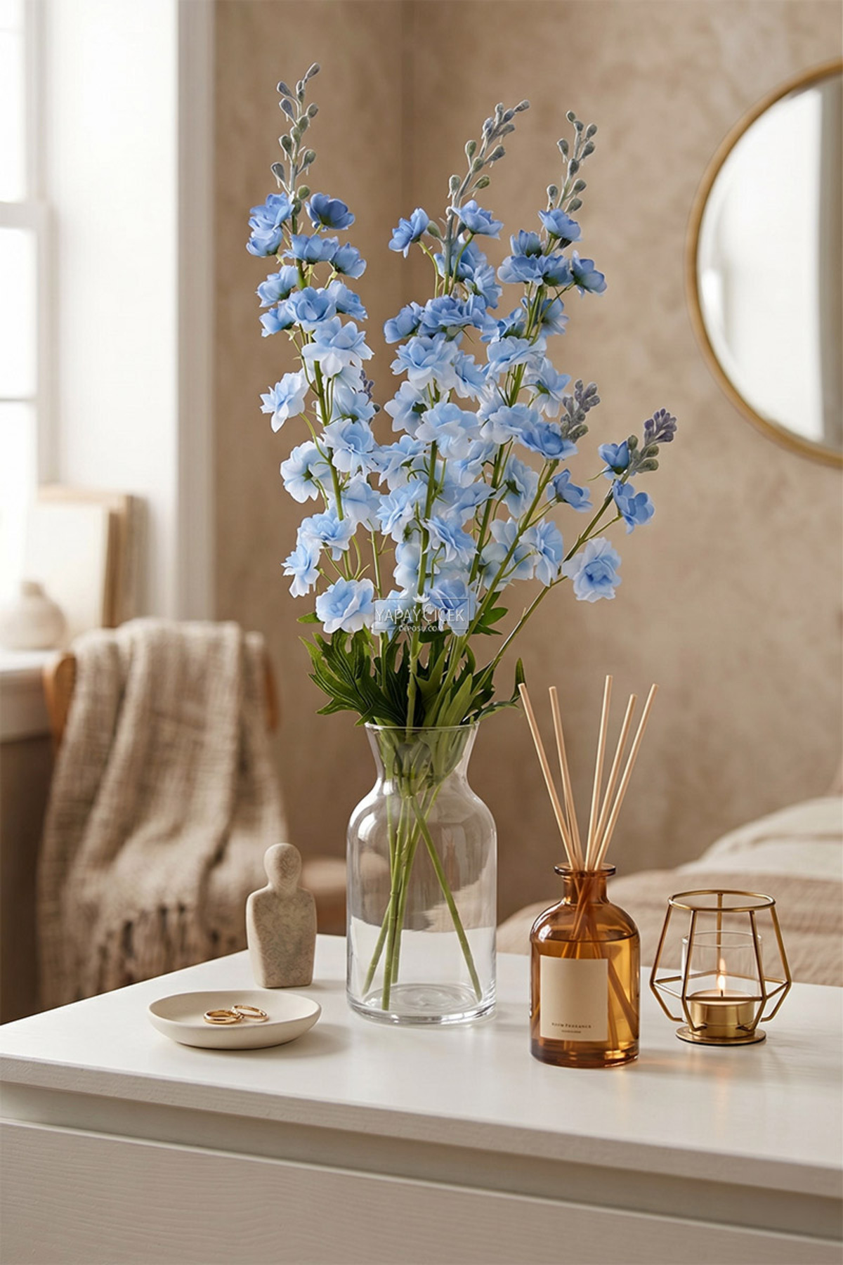 Artificial Luxury Elegant Delphinium Branch 85 cm Blue