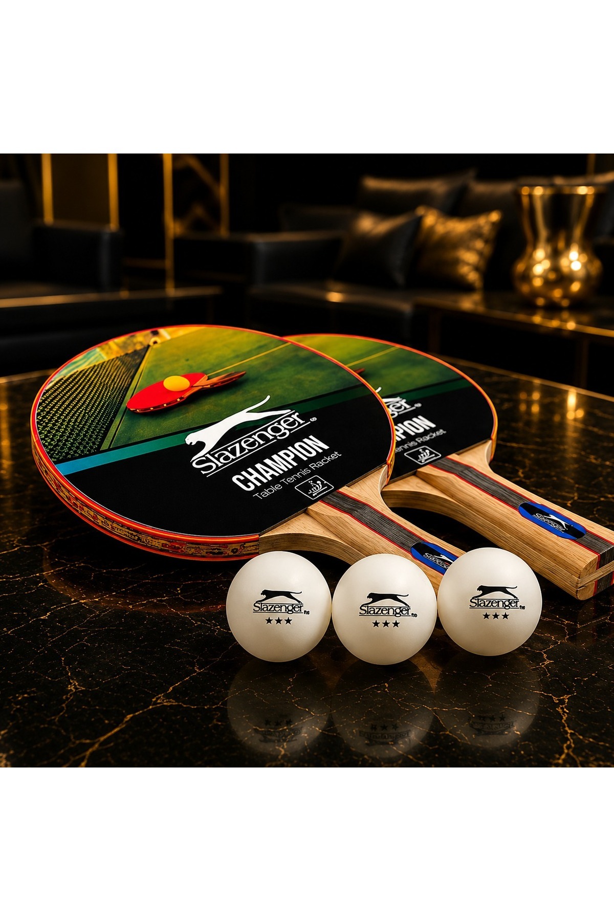ست راکت و توپ تنیس روی میز Champion Ittf Onaylı شامل 2 راکت و 3 توپ