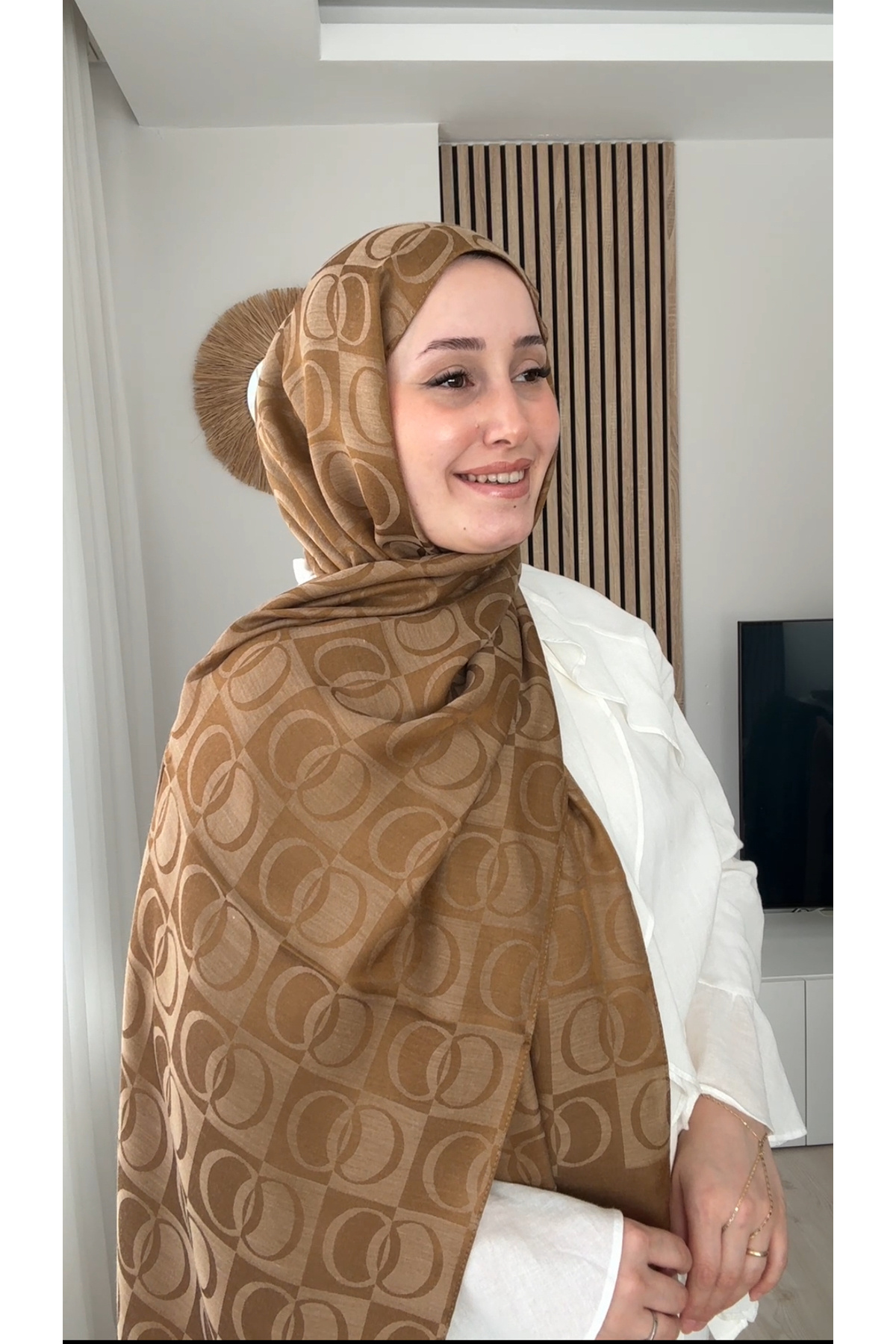 Bd Halka Desen Muadil Pamuklu Şal görsel 2