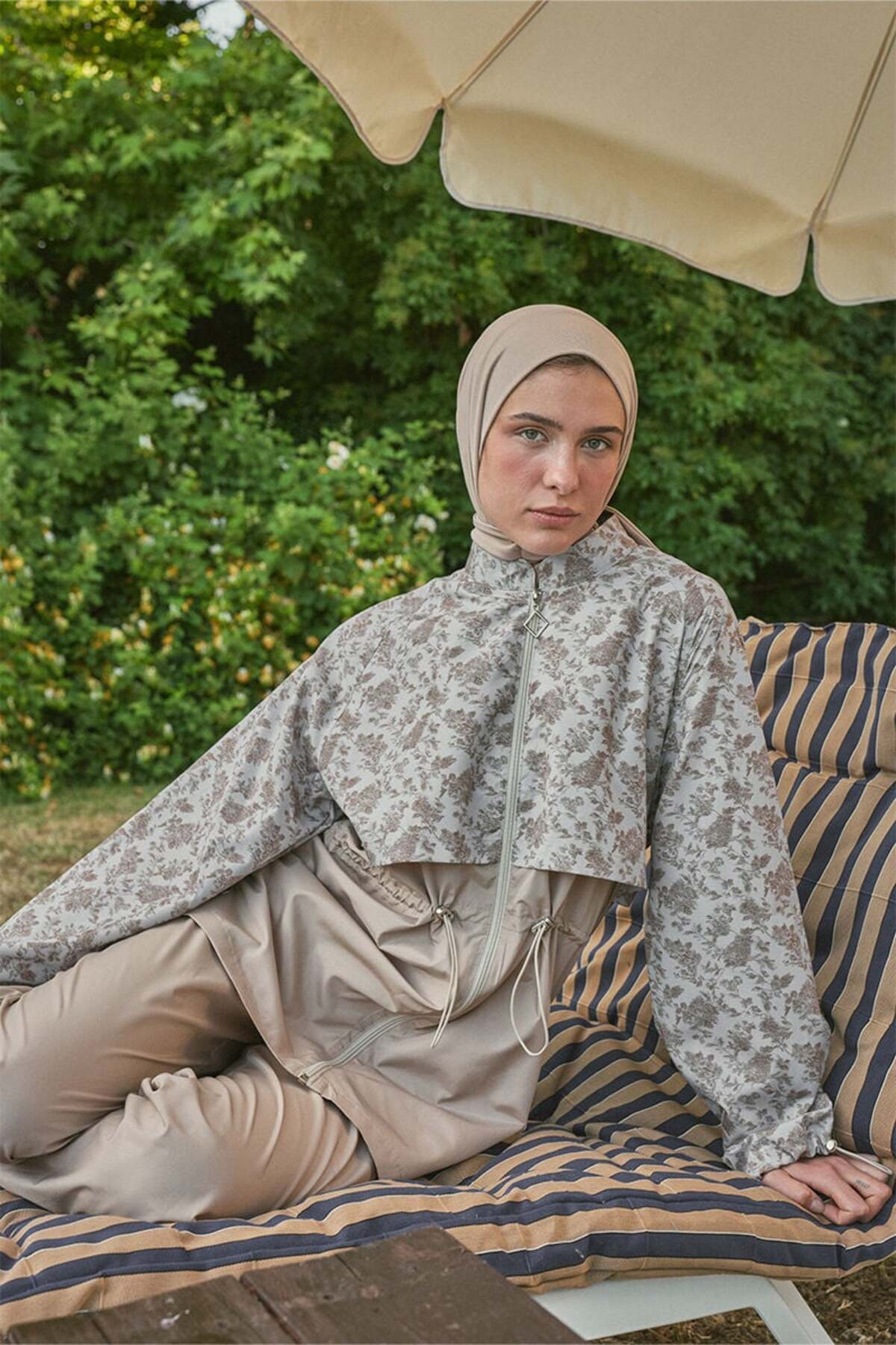 Mink Tunisian Flower Indoor Modest Swimsuit - Bonnet Set