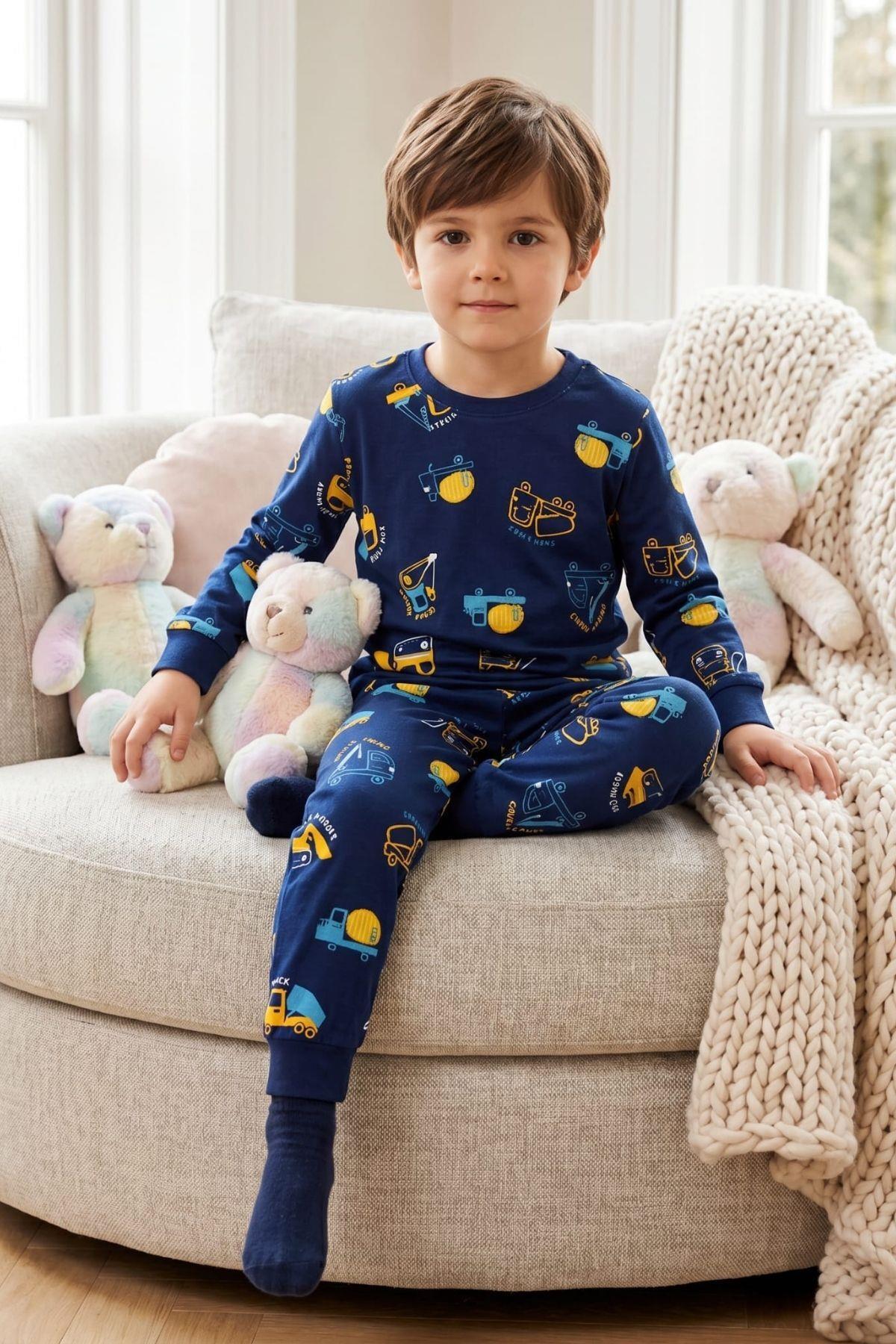Zaziko Kids Boy's Cotton Patterned Pajama Set Tkm1019