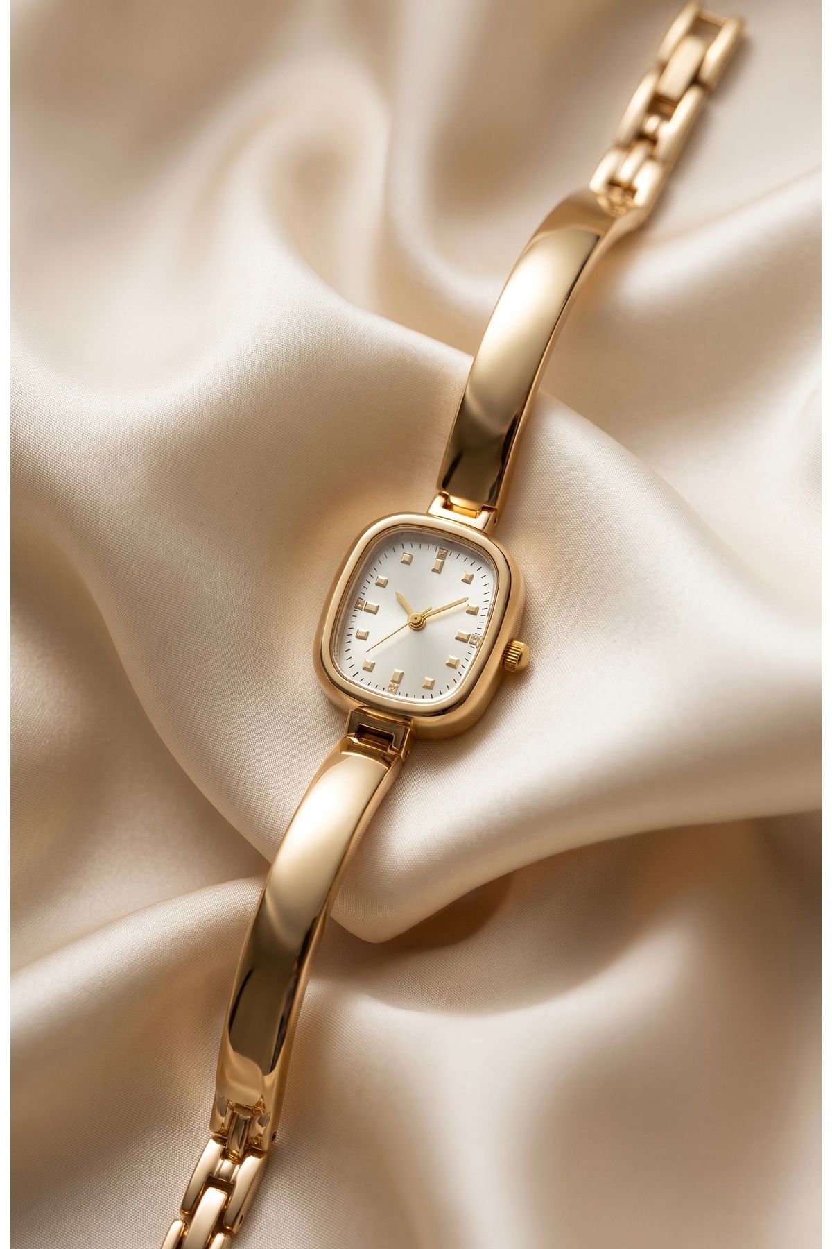 KLISHE Butik Madame Kadın Çelik Saat Gold Renk Vintage Old Money Lüks Zarif Şık Kare Kasa Kadın Kol Saati | Limited Edition 2026 görsel 4
