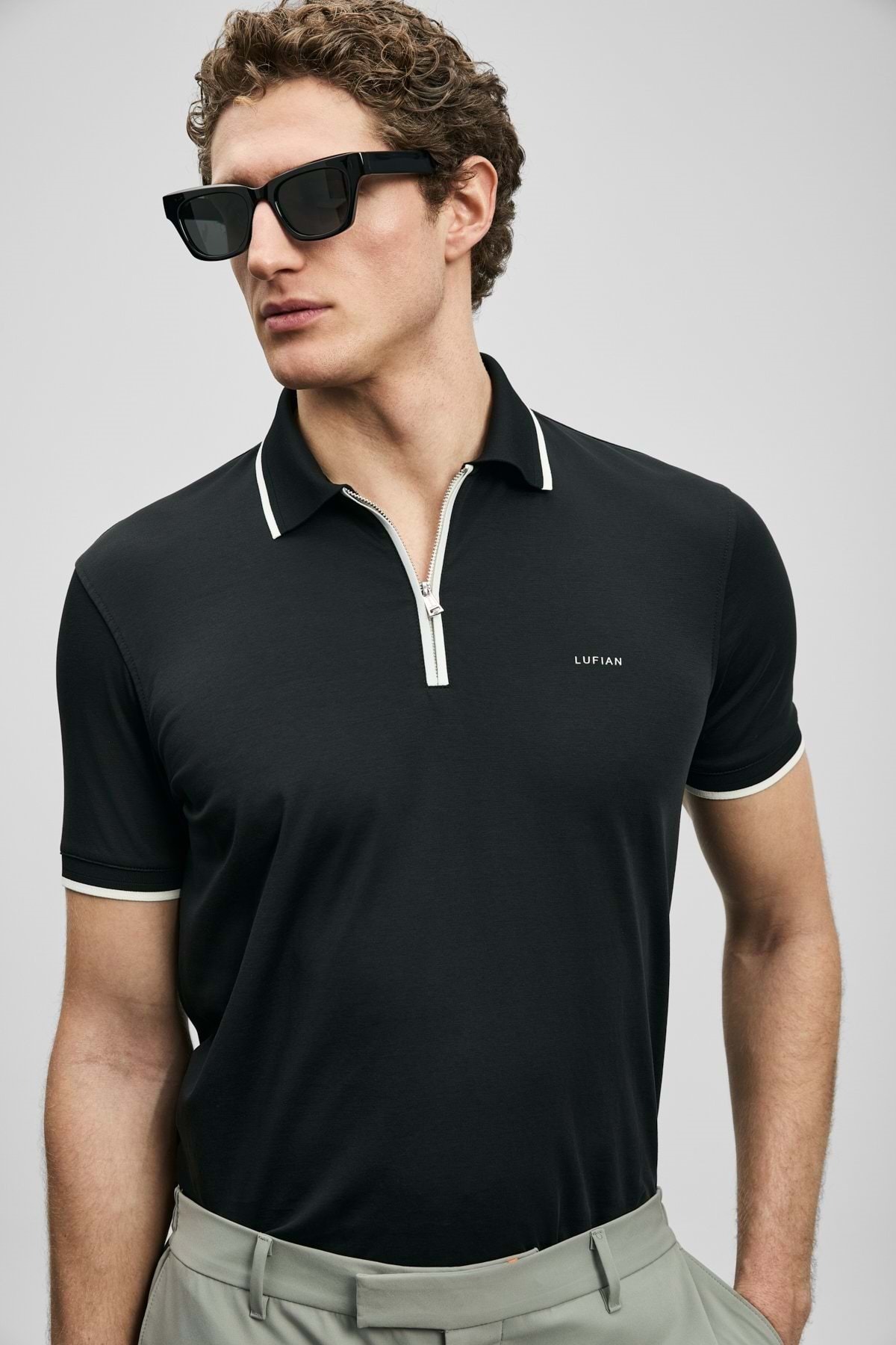 LUFIAN 111040236 Chase Smart Men's Polo Neck T-Shirt Men's T-Shirt Black