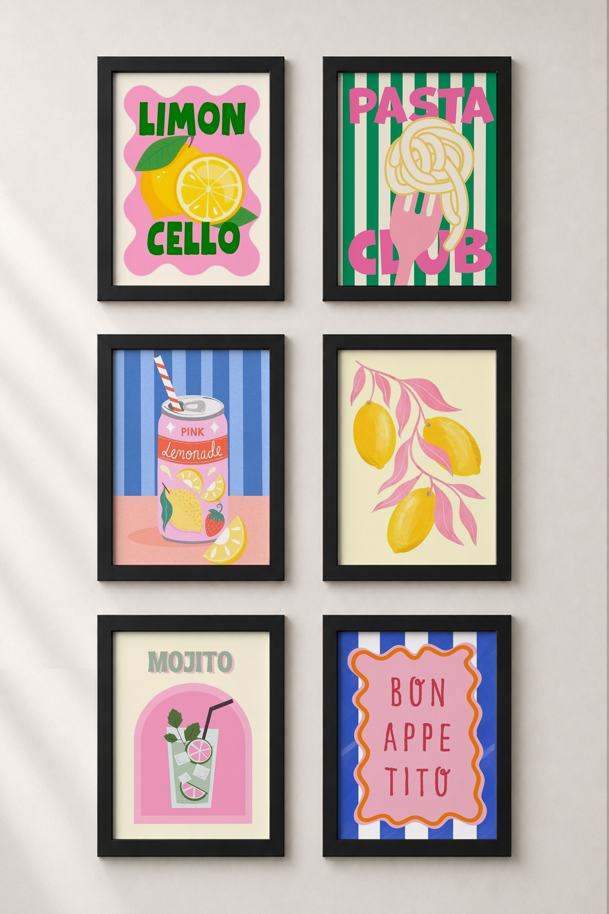 6 Pieces Black Wooden Framed Painting Framed Poster Artistic Modern Wall Decor (SIX03)