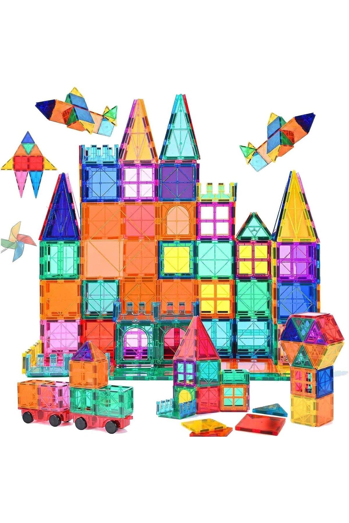 PLAYZO Magnetic Tiles for Kids,100 Pcs Magnet Blocks Building toys, STEM Toys for 3+ Year