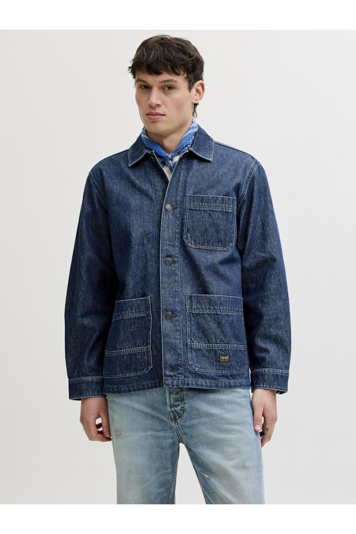 کاپشن مردانه آبی Jprbluderry Dnm L/s مدل Styd Jean جک اند جونز کت Jack & Jones