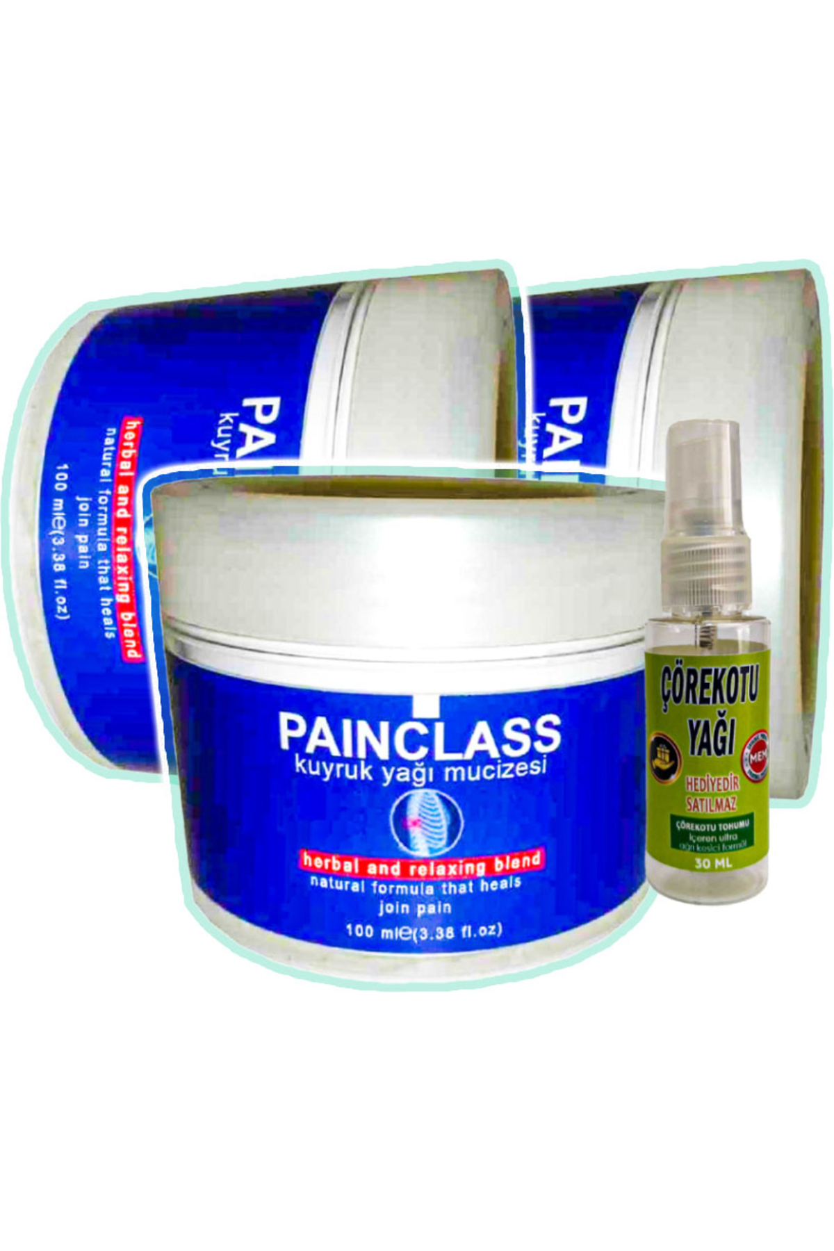 Bezos Painclass Kuyruk Yağı Kremi 3 Adet 100 ml + Çörek Otu Yağı Teskin Yağı 30 ml — GU-EYF-21044-NIDA01