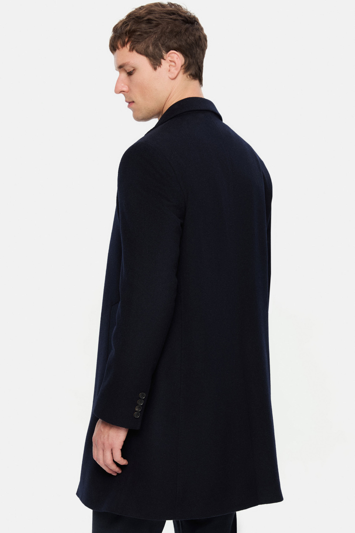 Damat Slim Fit Lacivert Düz Palto görsel 3