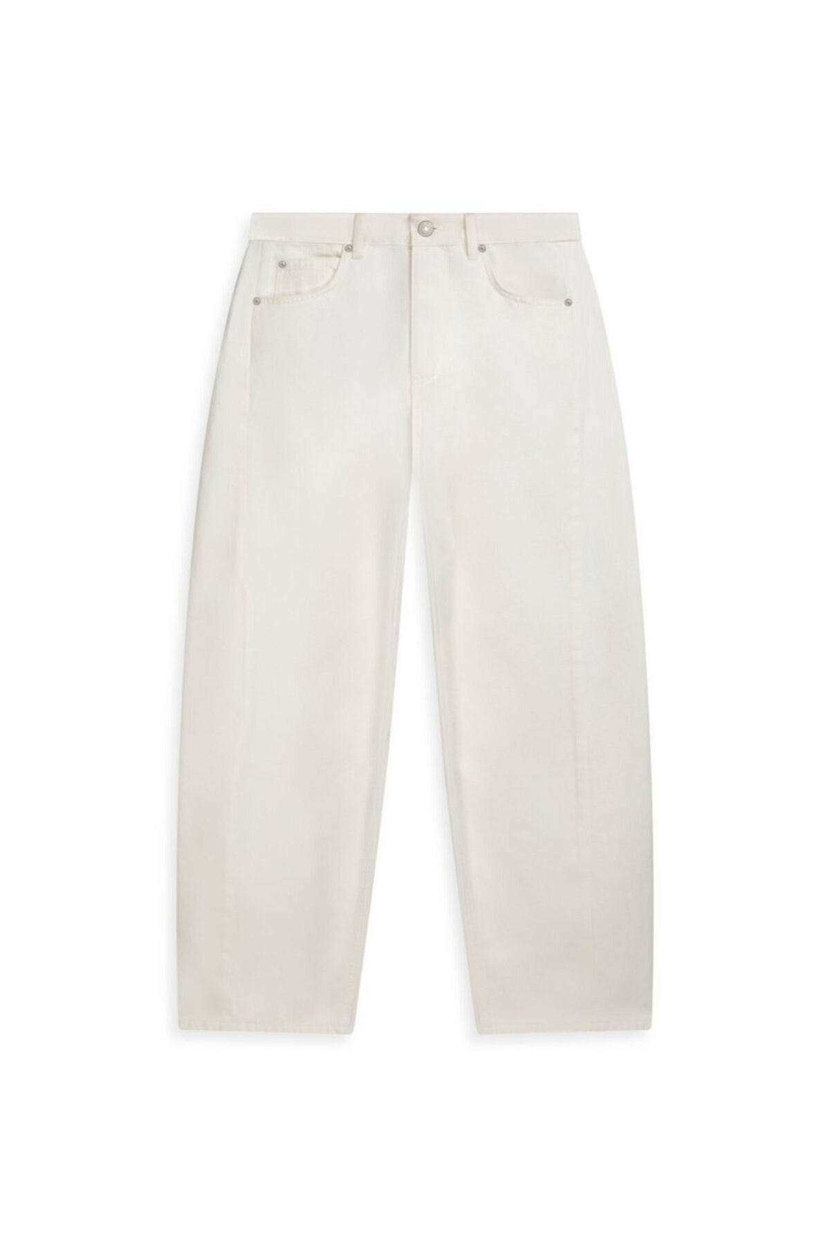 Anna Barrel Fit Orta Bel Krem Jean Pantolon