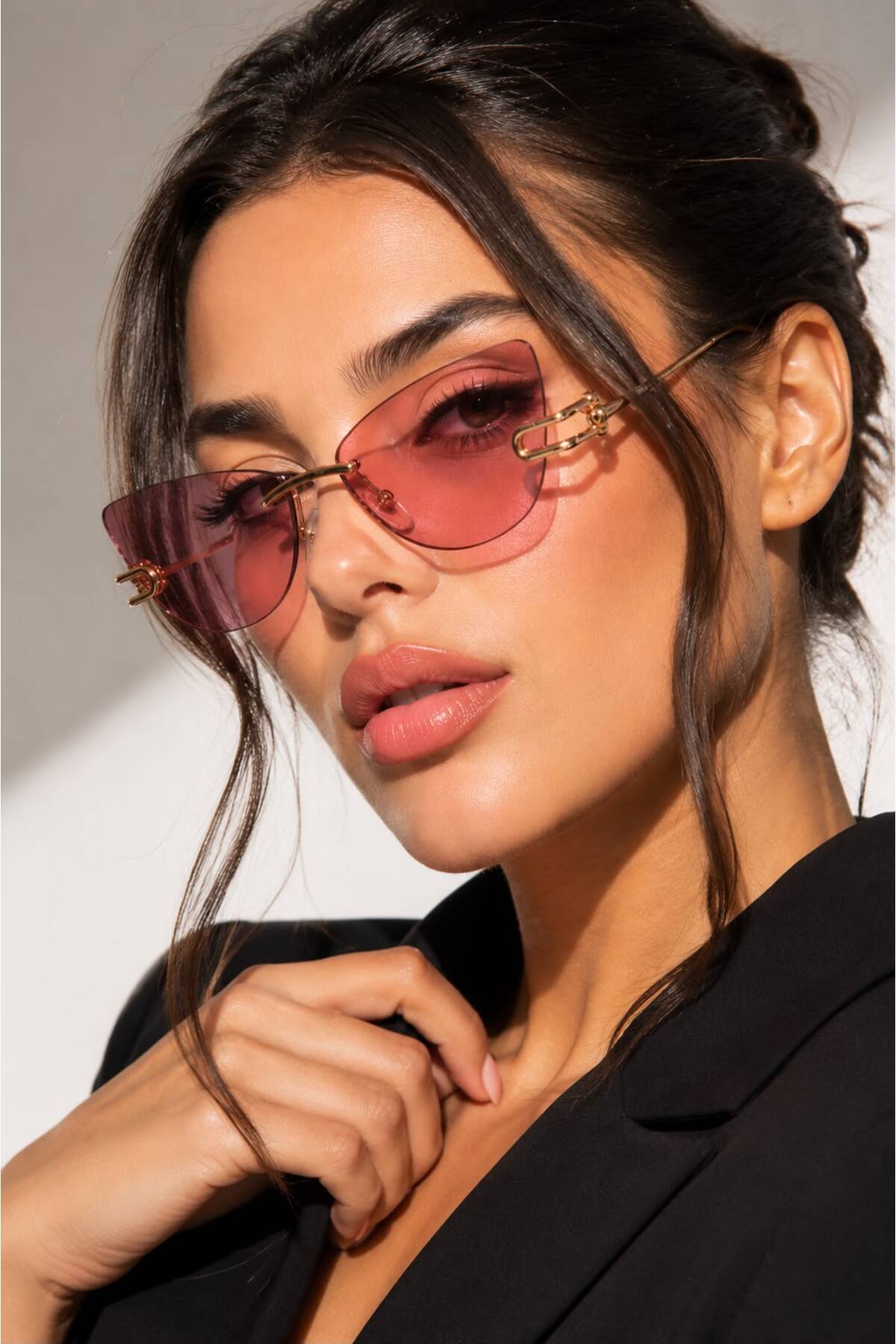 LUPİX Premium Gold Detaylı Çerçevesiz Unisex Güneş Gözlüğü | UV400 Korumalı | Lüks Tasarım görsel 3