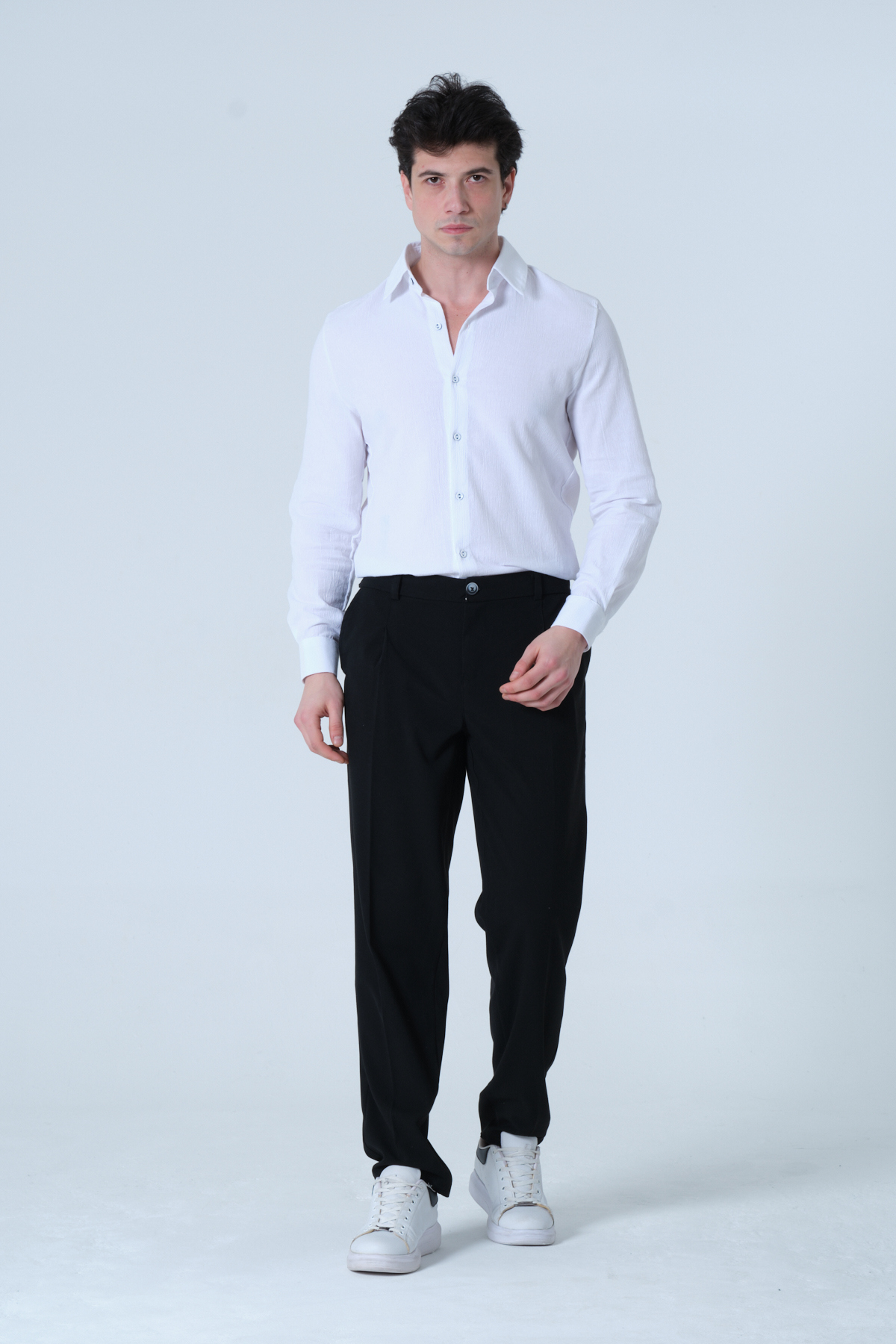 RELAXL 10XL %100 Pamuk Rahat Kesim Yazlık Beyaz Erkek Gömlek görsel 6