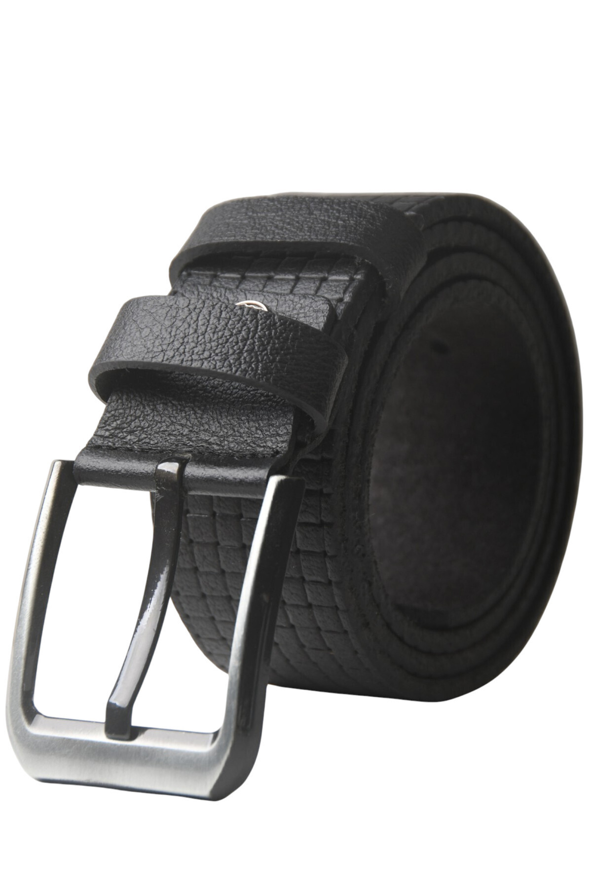 DeepSea Black 100% Genuine Leather Men's Belt with Square Pattern