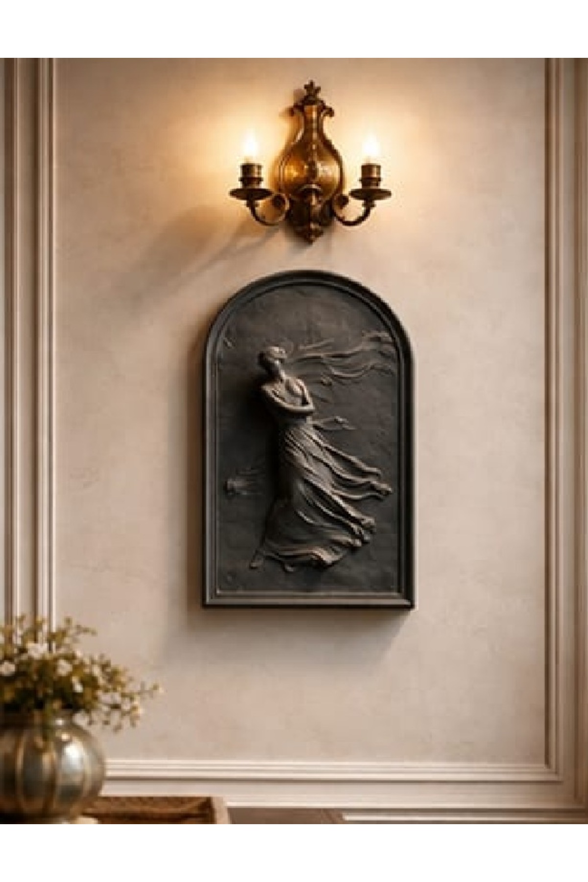 Storm Effect Statue Embossed Woman Figure Wall and Table Decor 3D Wall Statue Ancient Roman Greek Sculpture 25cm