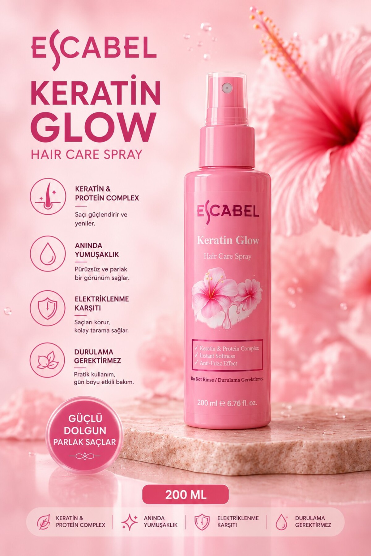 KERATİN GLOW SAÇ SPREYİ — ESCABEL KERATİN GLOW SAÇ SPREYİ — تصویر 3 از 3