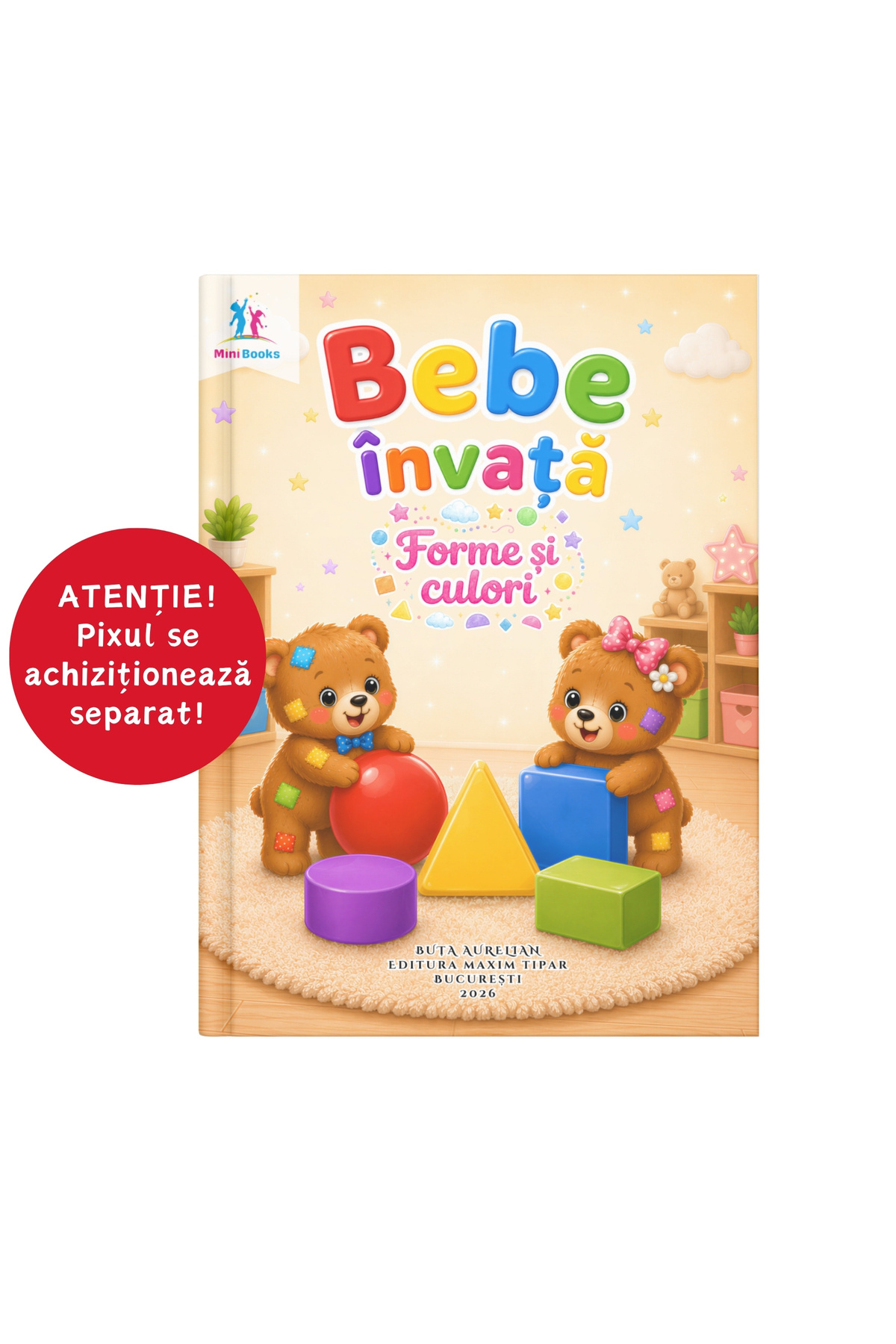 minibooks Bebe învață Forme și Culori – Carte interactivă cu sunete, 2–3 ani,...