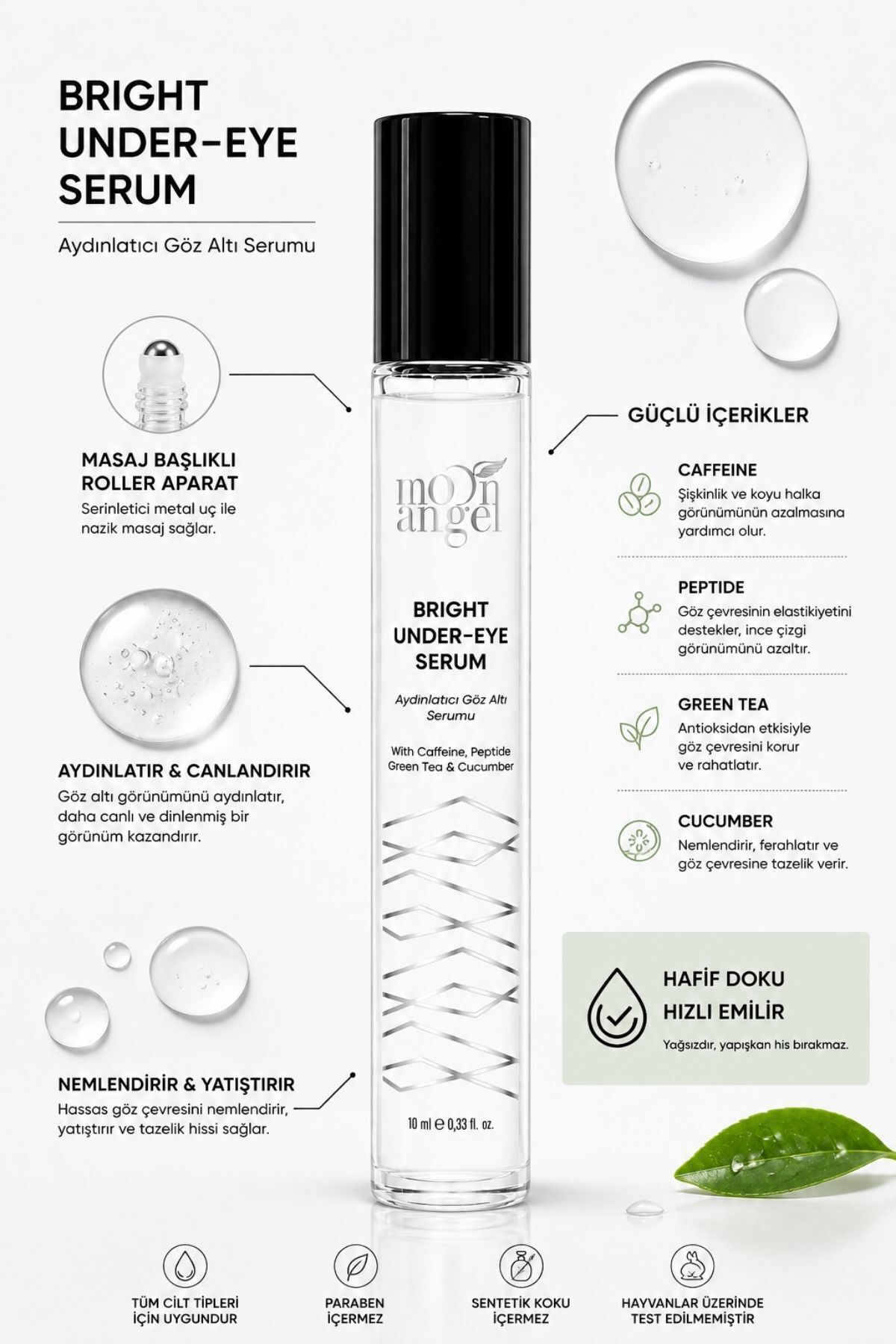 Göz Altı ve Göz Çevresi Yaşlanma, Morluk ve Torbalanma Karşıtı Nemlendirici Roll On Serum 15 ml — görsel 2