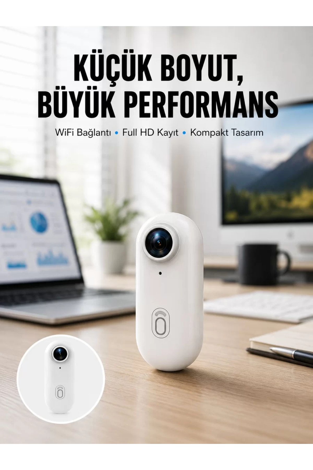 360° Klipsli Manyetik Spor Kamera Yüksek Çözünürlük Yeni Nesil
