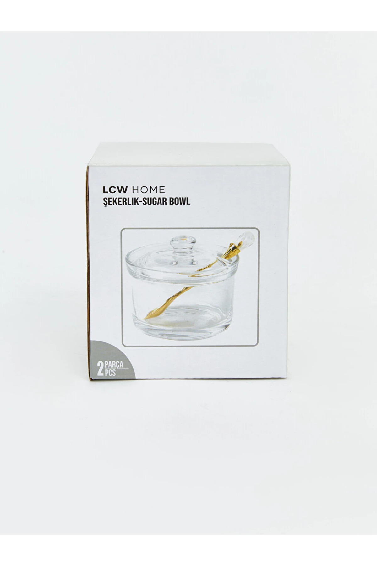 شکرریز شیشه‌ای درب‌دار و قاشق‌دار LCW HOME