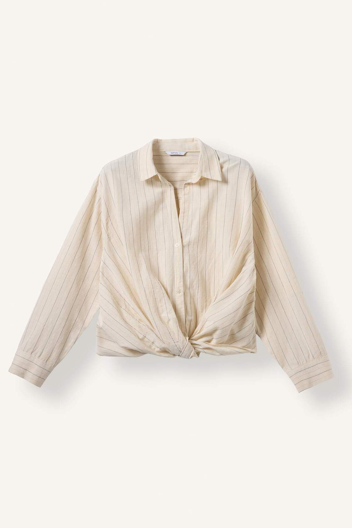 Defacto Regular Fit Striped Linen Blend Long Sleeve Shirt I3580Ax26Hs