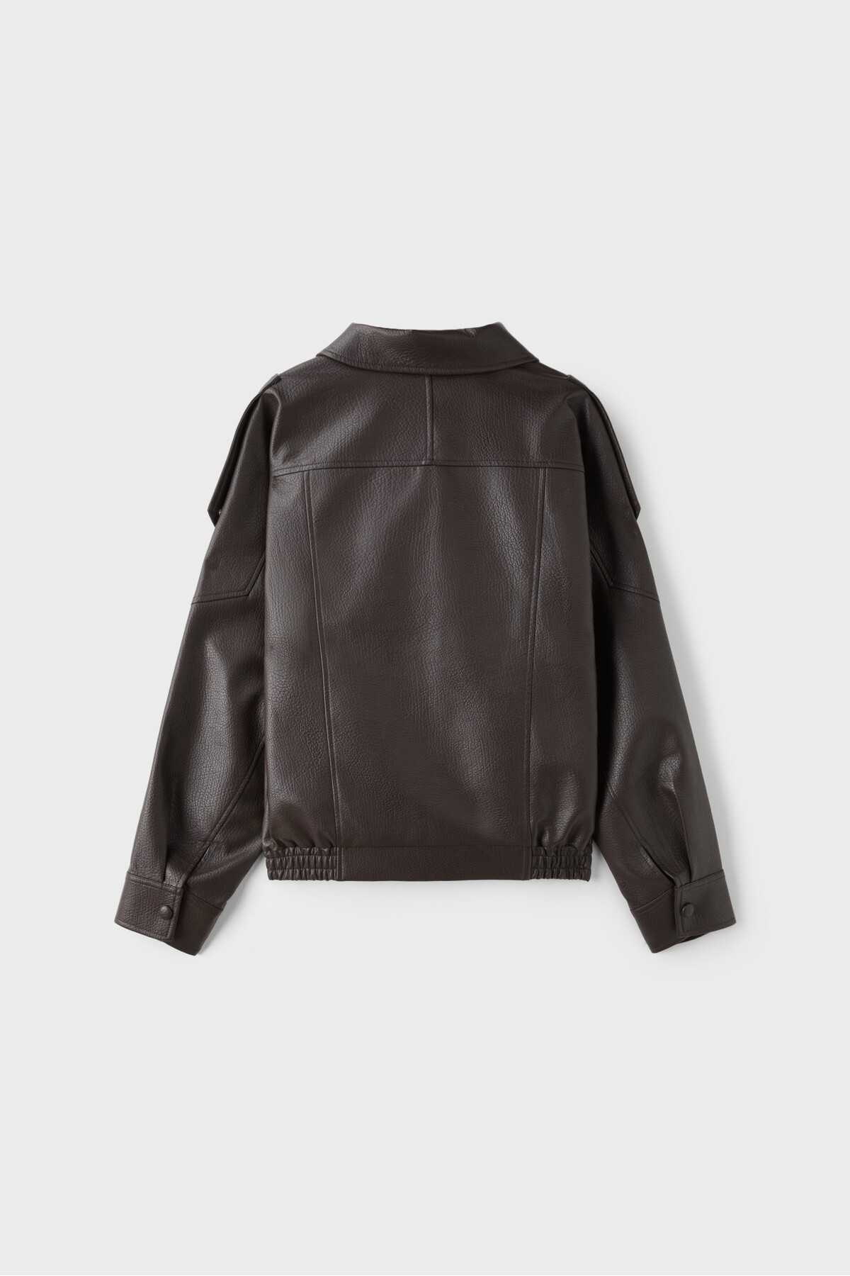 Stradivarius Oversize suni deri biker ceket görsel 7