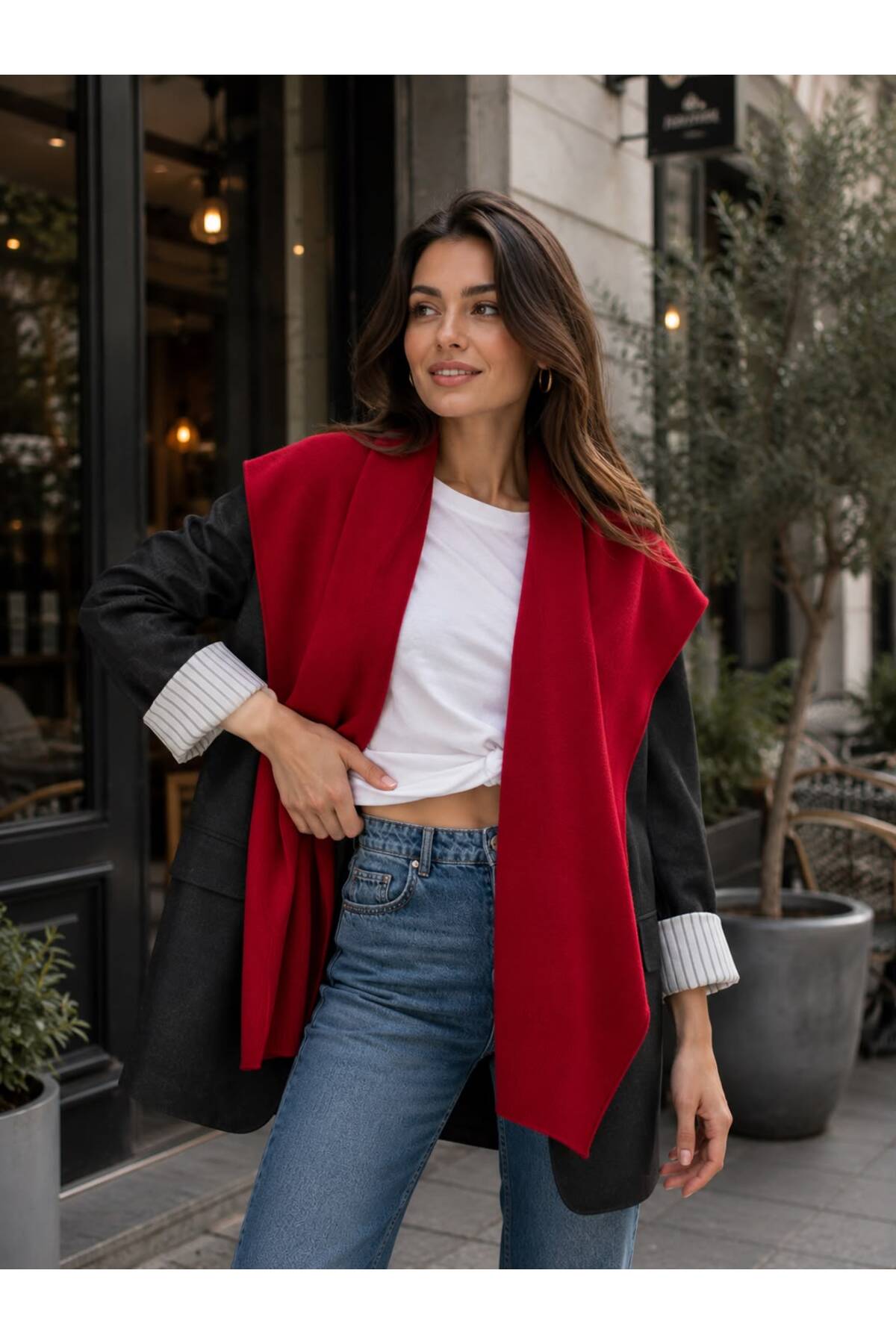 STF MODA Atkı Şal Triko Omuz Atkısı Bağlamalı görsel 5