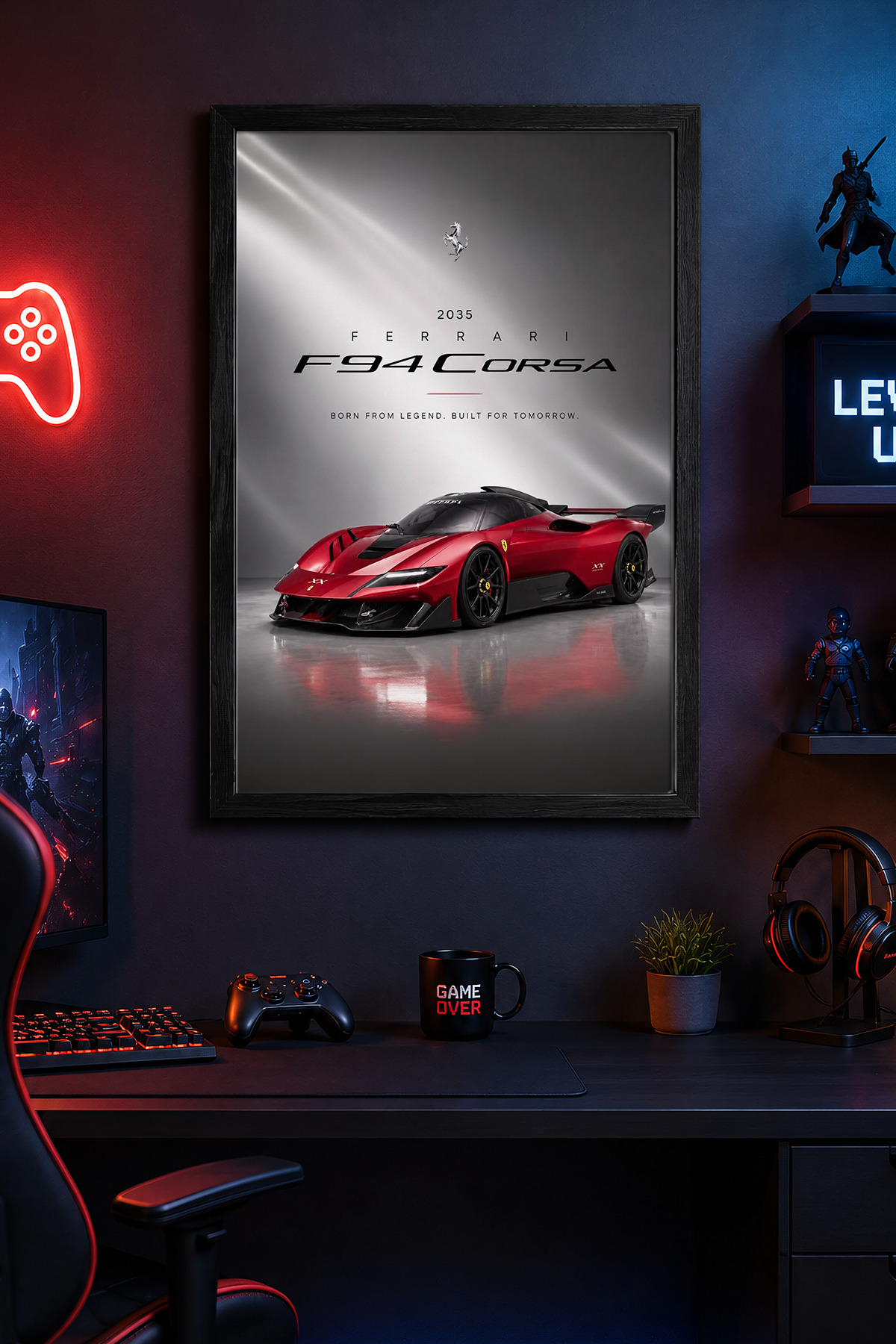 Charmbi Ferrari F94 Ahşap Çerçeveli Poster Hediyelik Duvar Tablosu