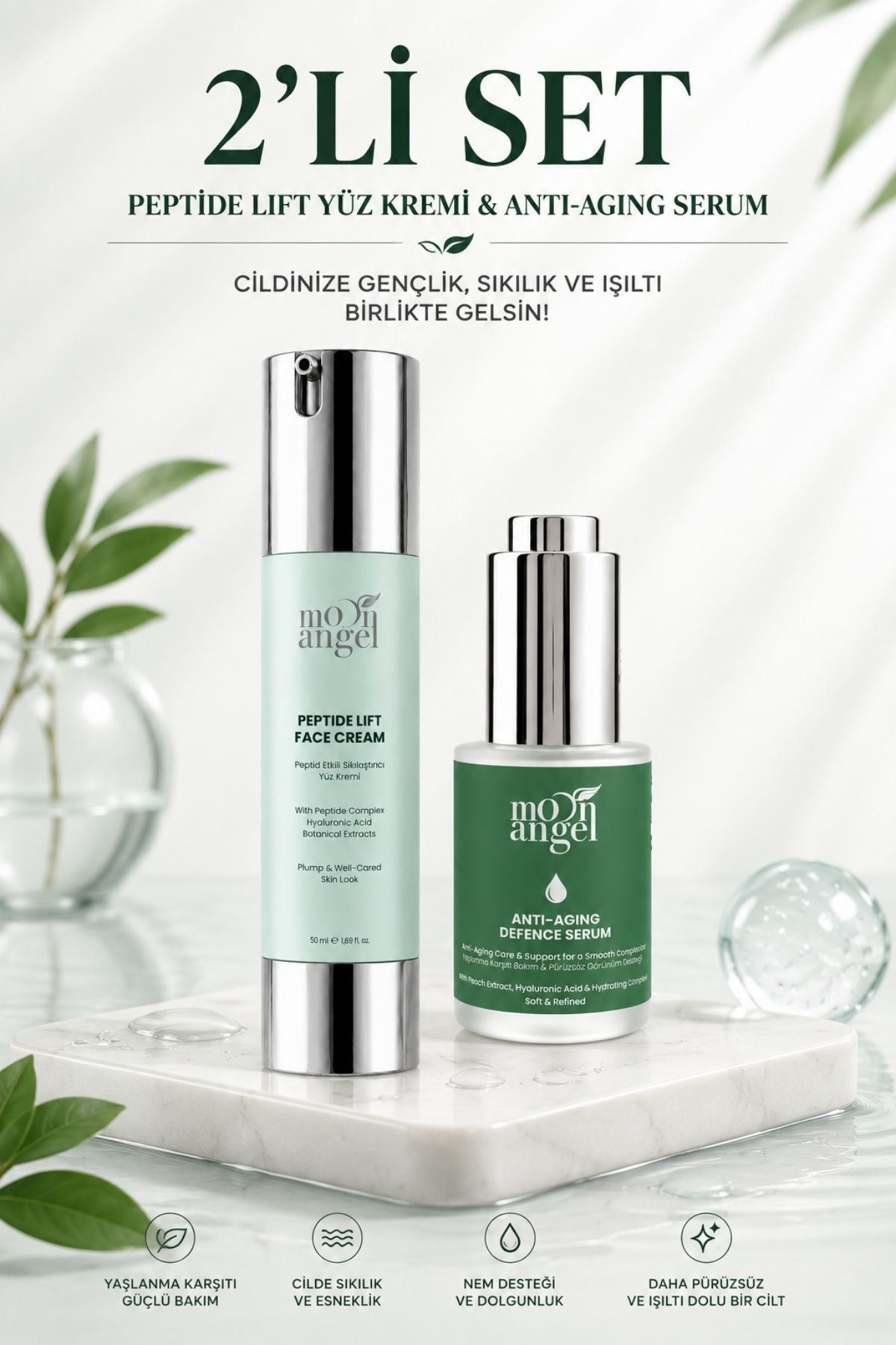 Peptide Yüz Kremi Anti-Aging Serum 2 li set — görsel 1