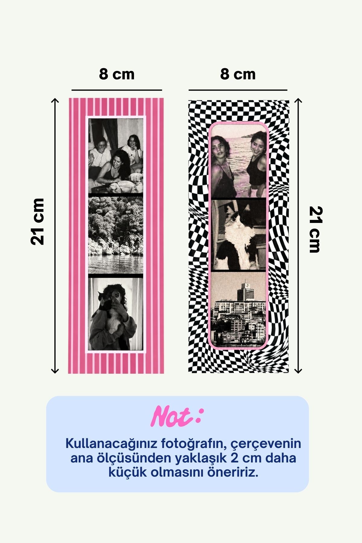 2’li Magnet Fotoğraf Çerçevesi Seti – Çizgili & Optik