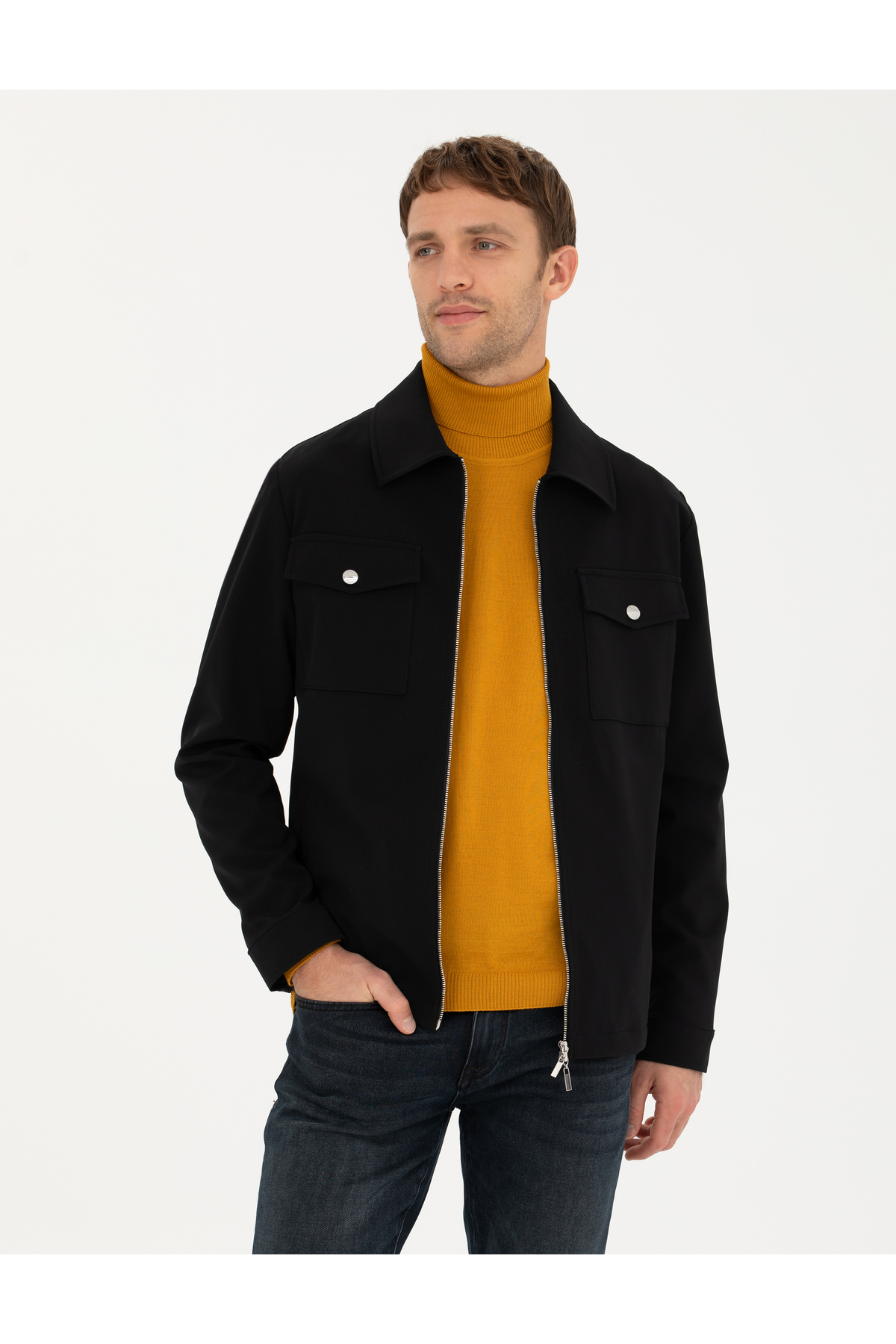 کاپشن مشکی سایز معمولی 50287493-VR046 پیر کاردین کت Pierre Cardin