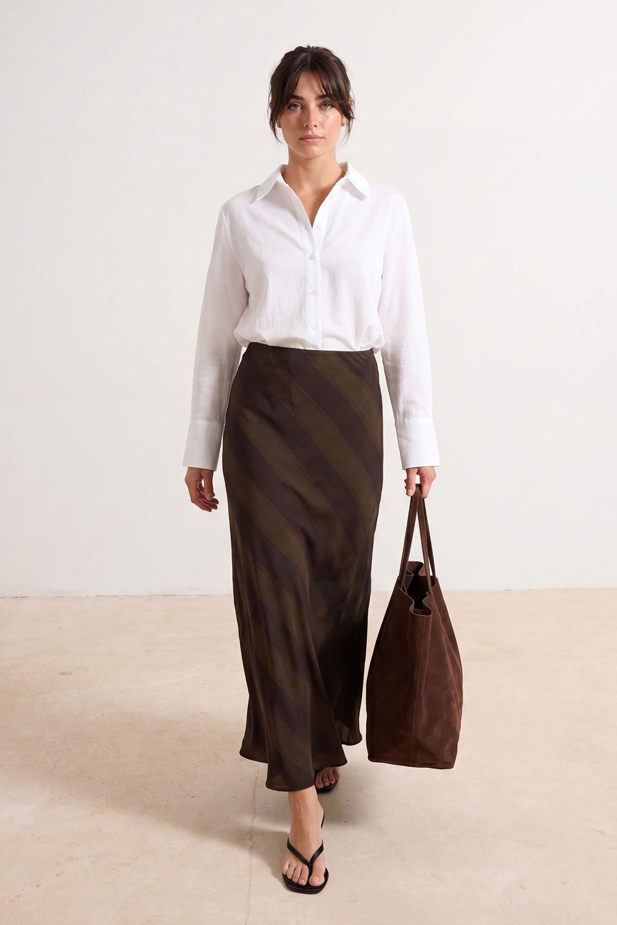 Trendyolmilla Modest Haki Kahvereng Ekoseli Dökümlü Uzun Etek TCTSS26EE00023