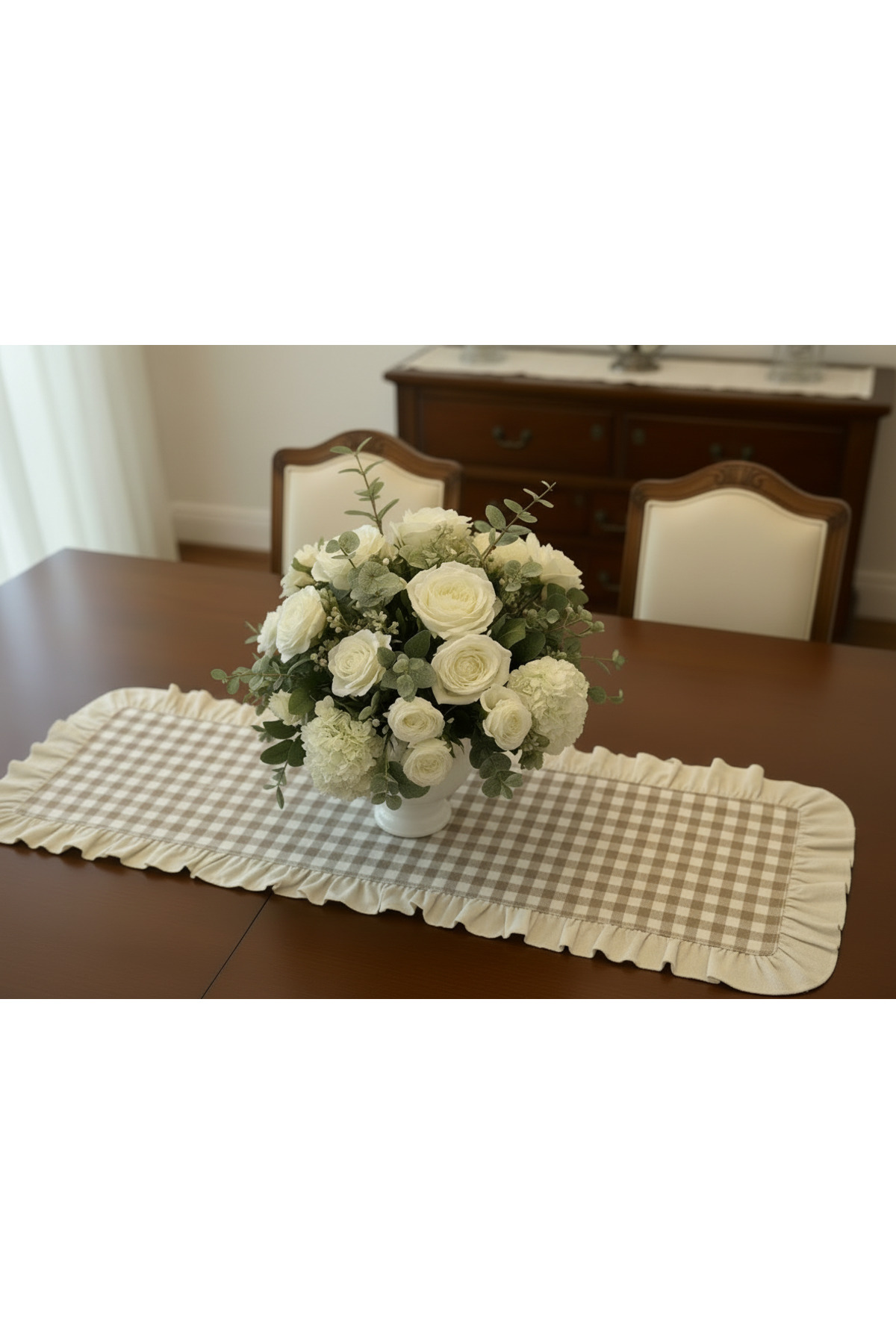 runner tablecloth linen 110x40 ruffled loincloth pattern