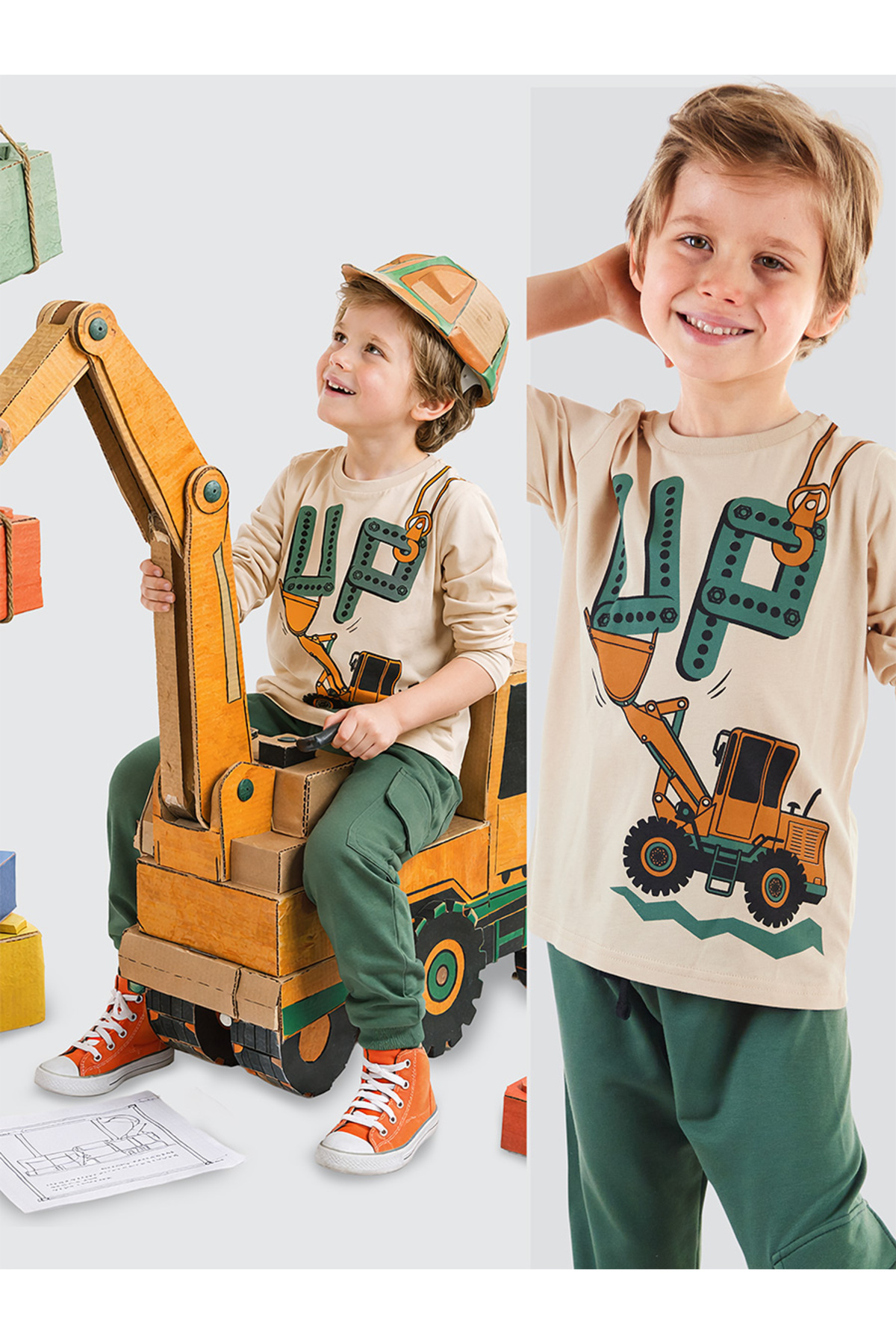 Up Dozer Boy Long Sleeve T-shirt Pants Set