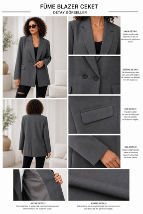 THB.Edition Kadın Oversize Çift Düğme Blazer Ceket