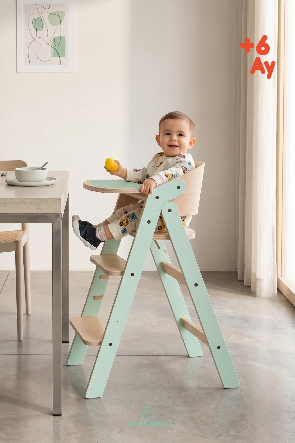 MAMATOYZ Mychair Katlanır Mama Sandalyesi All-ın-one Mint Rengi | Foldable Highchair All-ın-one Mint Colour