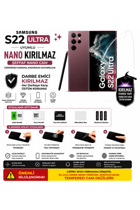 Astakos Samsung Uyumlu Galaxy S22 Ultra Nano Kırılmaz Cam Ekran Koruyucu Şeffaf