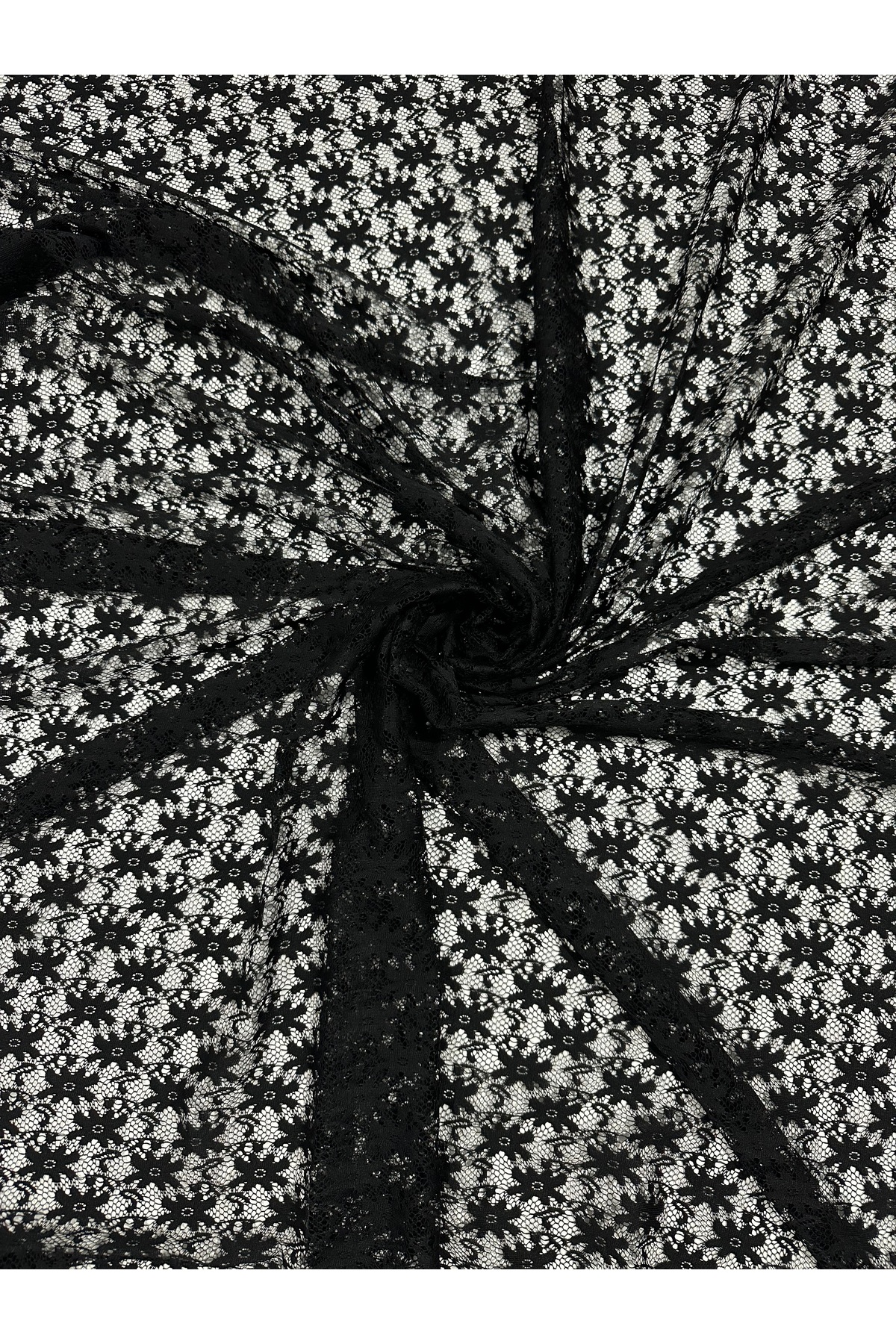 Black French Style Floral Lace Fabric Lycra Free – 150 cm | Suitable for Evening Dresses and Accessories
