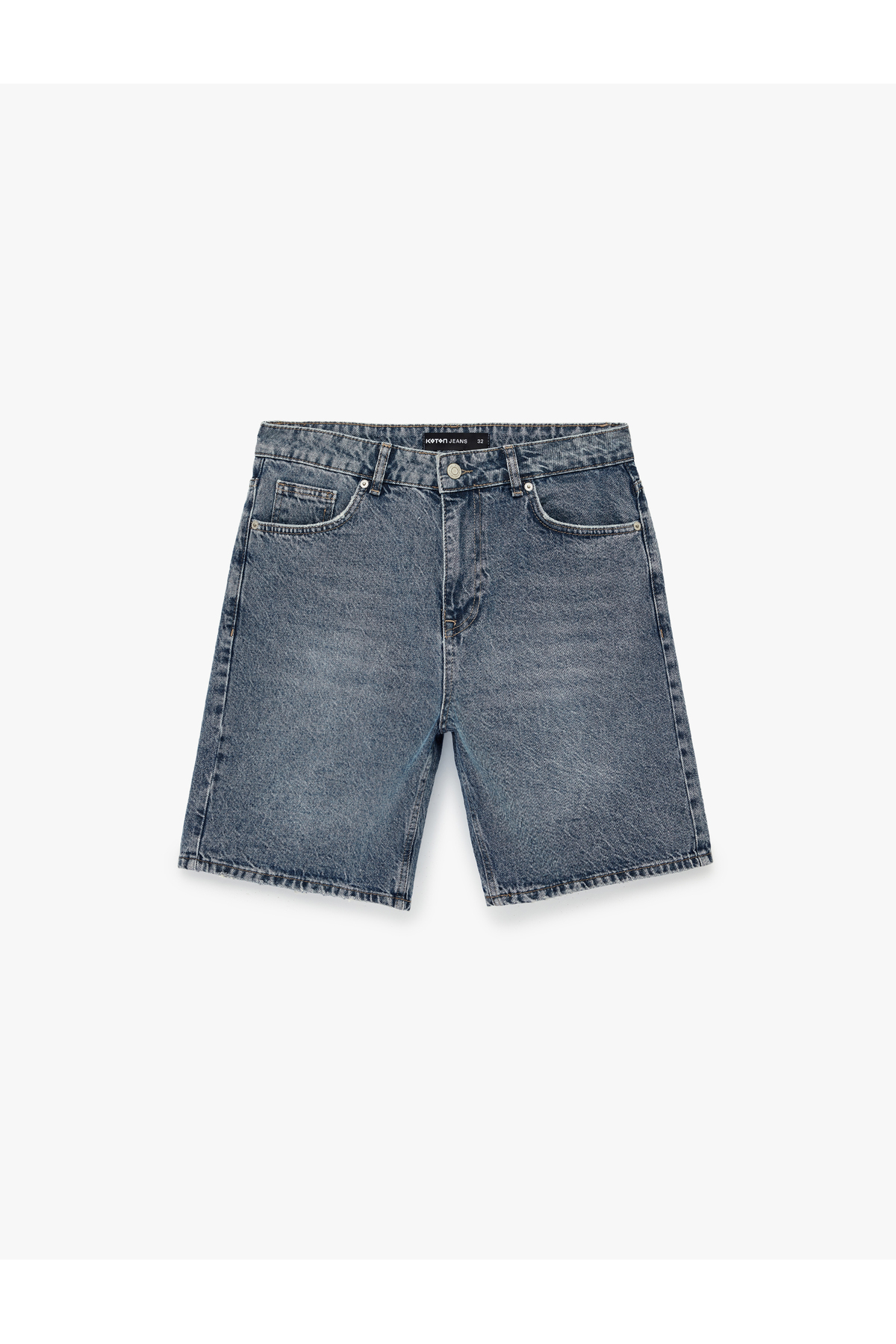 Koton Pamuklu Normal Bel Straight Fit Jean Şort görsel 5