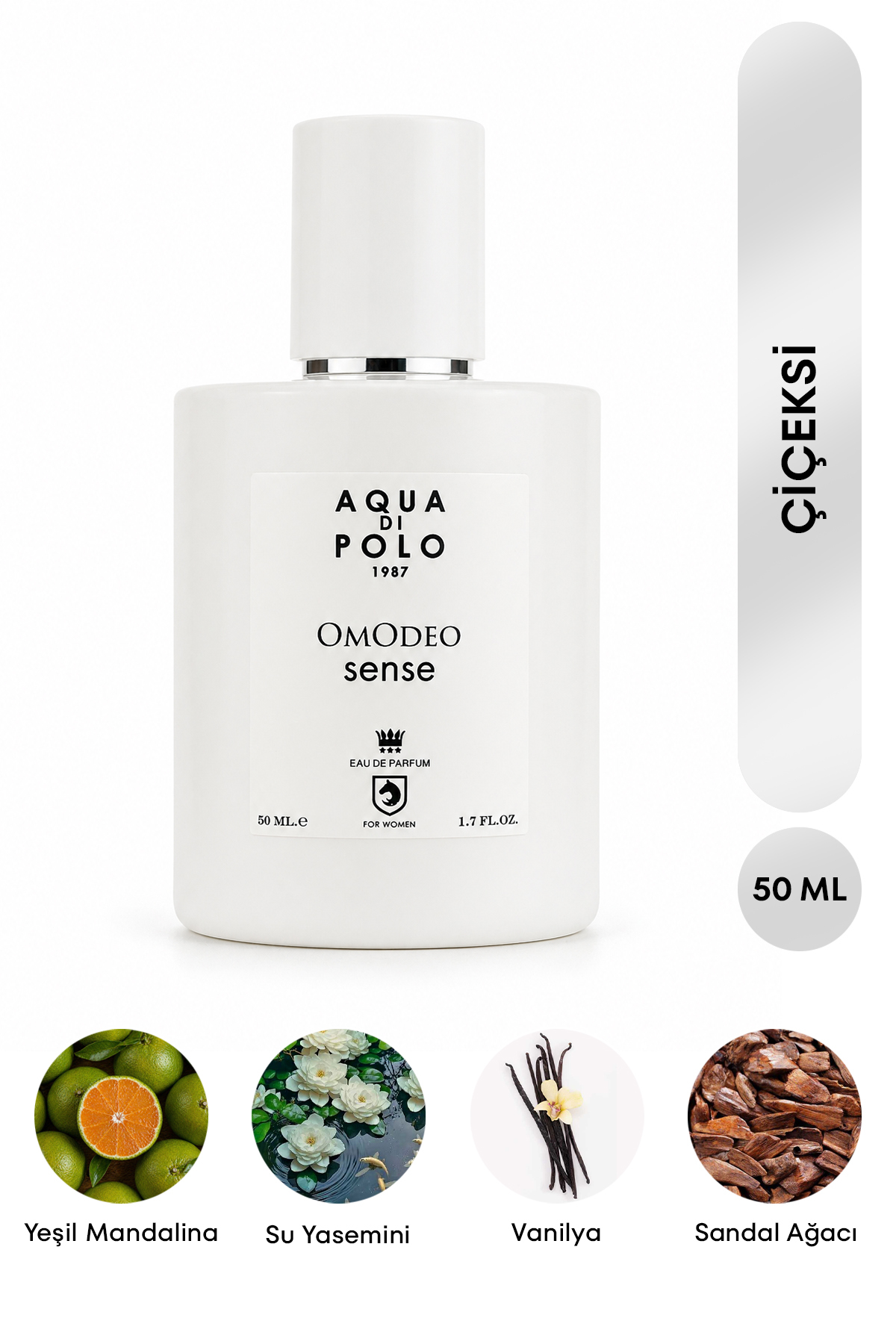 Aqua Di Polo 1987 Omodeo Sense EDP Kadın Parfüm 50ml| Çiçeksi| Mandalina, Yasemin, Zencefil Çiçeği, Vanilya, Sandal — APCN0011