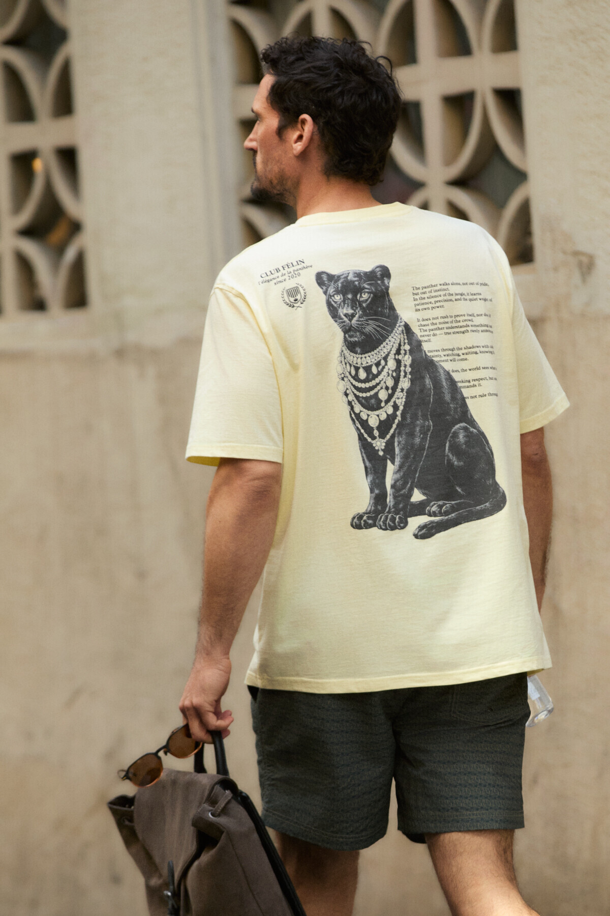 GRIMELANGE GIGANEST Erkek %100 Organik Pamuklu Baskı Detaylı Yuvarlak Yaka Sarı T-Shirt