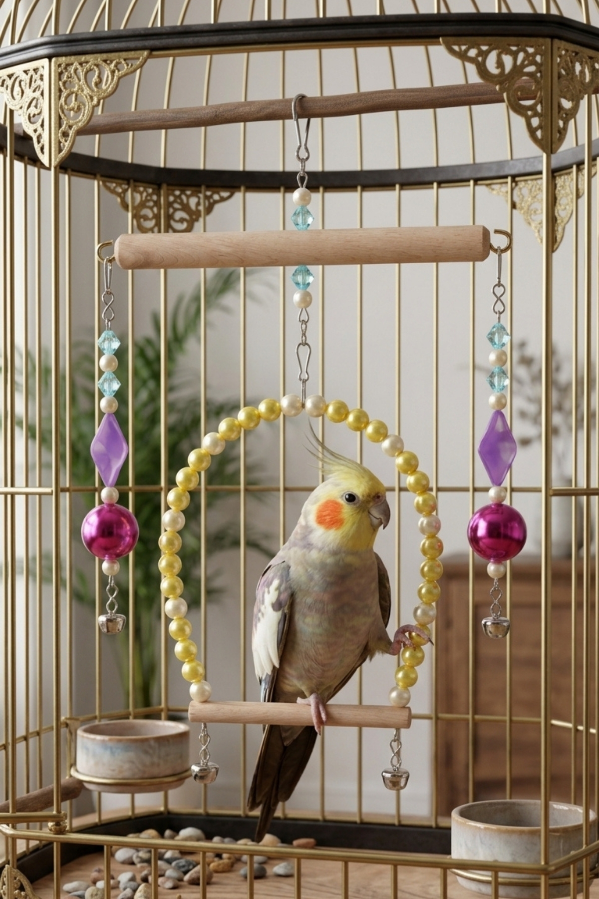 Mivra Pets Sultan Papağanı Oyuncağı Sallanan Gürgen Ahşap Kafes Oyuncağı 35 cm - Fiyatı, Yorumları