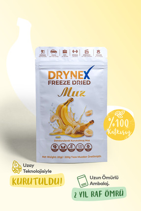 DRYNEX Freeze Dried Muz 20gr Dondurularak Kurutulmuş Çıtır Atıştırmalık Meyve...