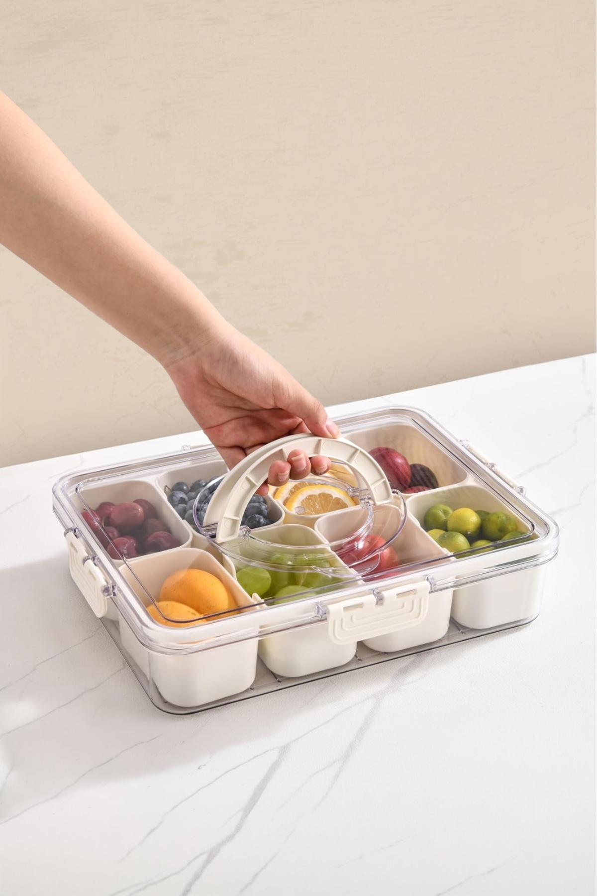 8 Compartment Silicone Vacuum Lid Breakfast Serving Set - Multifunctional Tool Bag